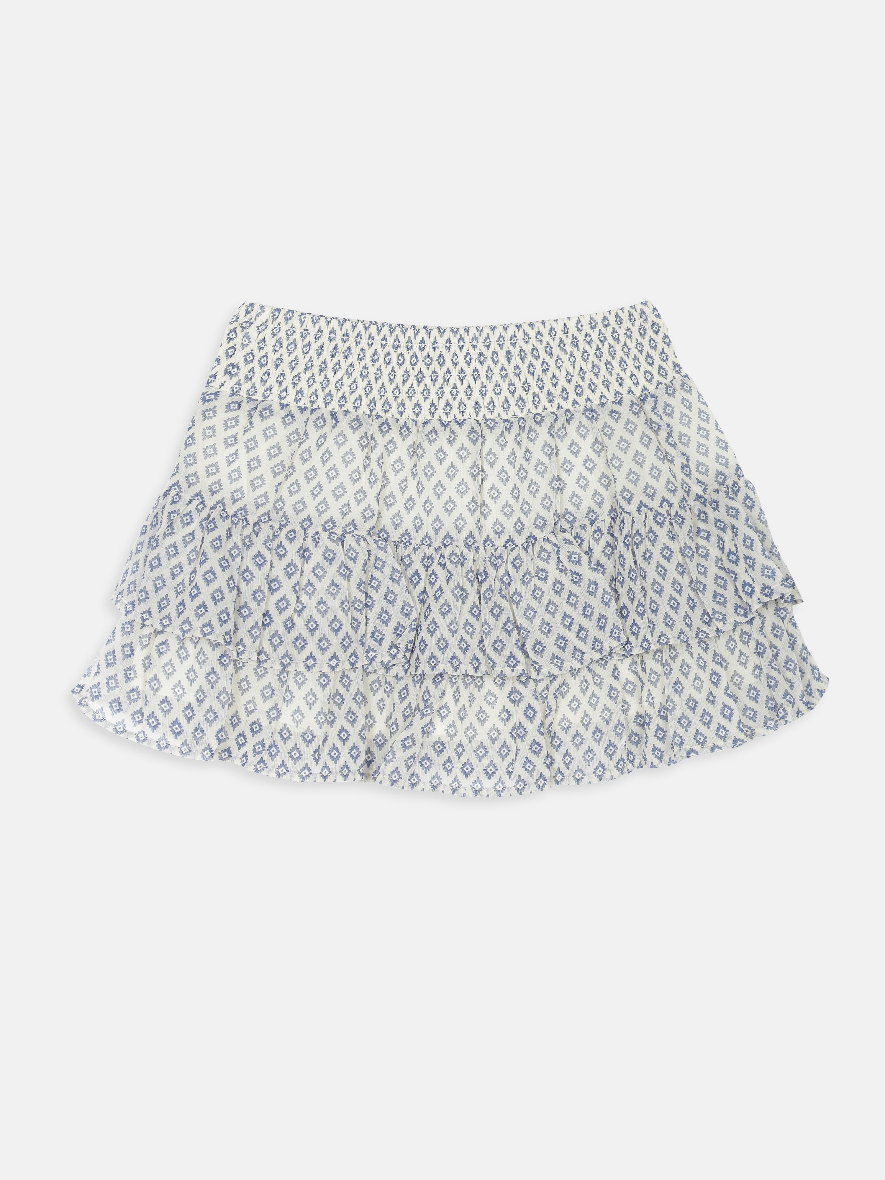 Girls White Printed Recycled Polyester Casual Bottom