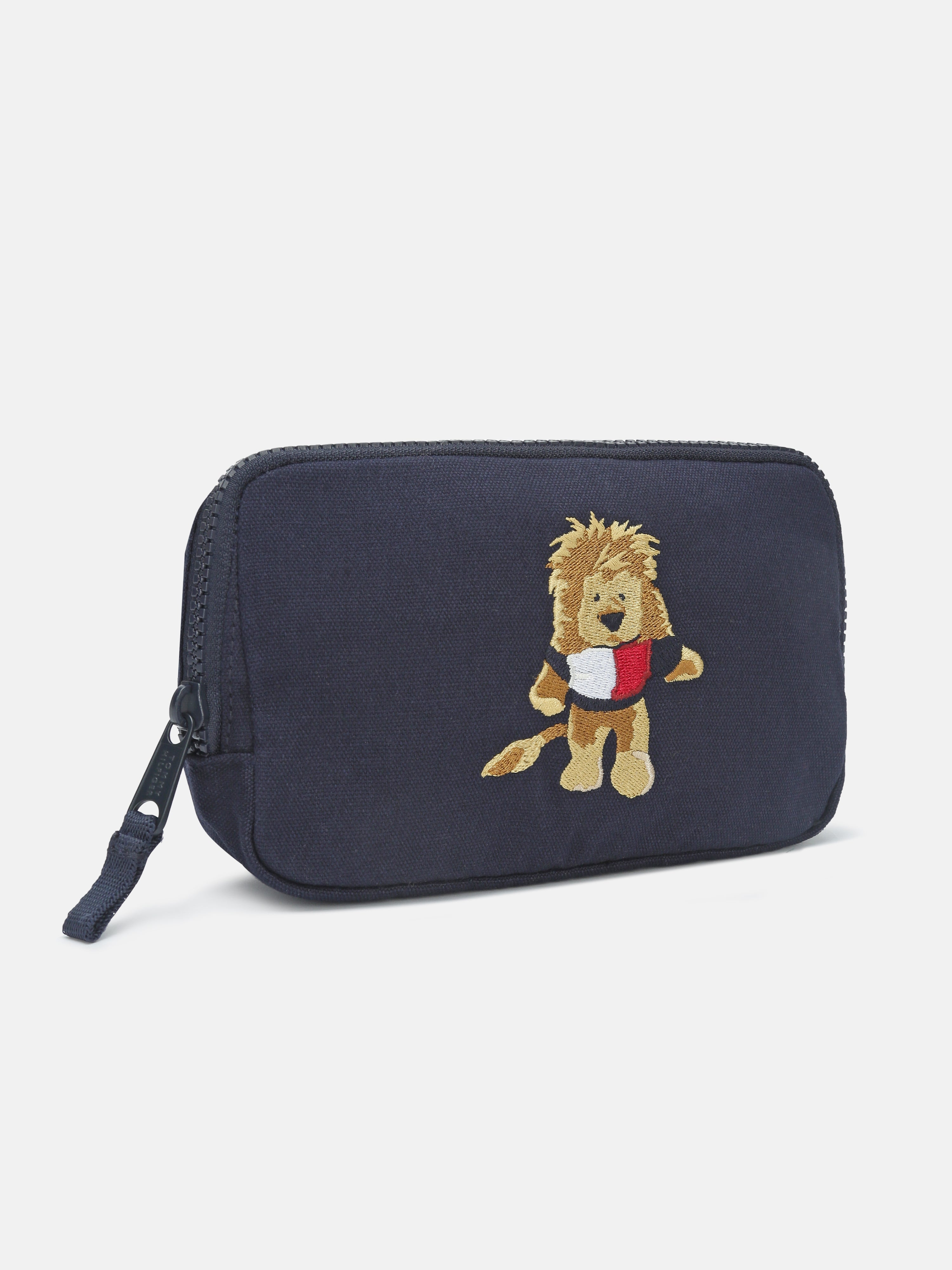 Kids Blue Embroidered Polyester Casual Zip Bag