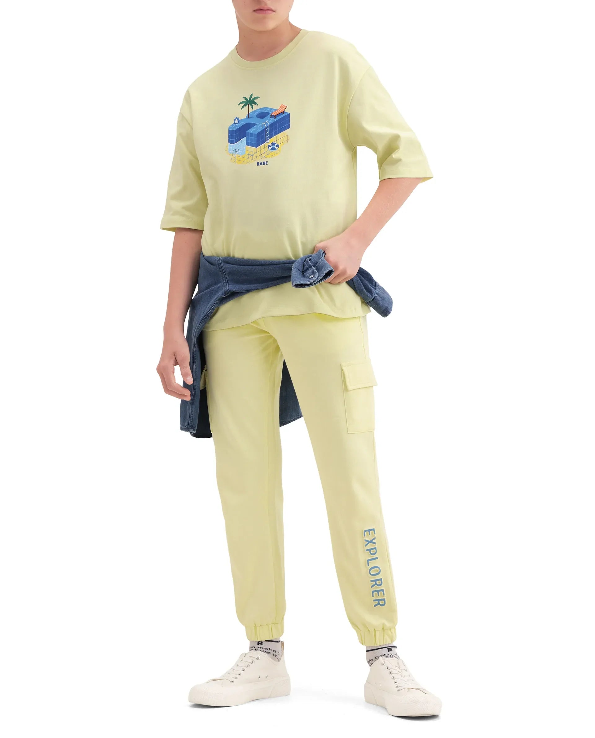 Rare Ones Boys Light Yellow Cargo Fit Track Pant