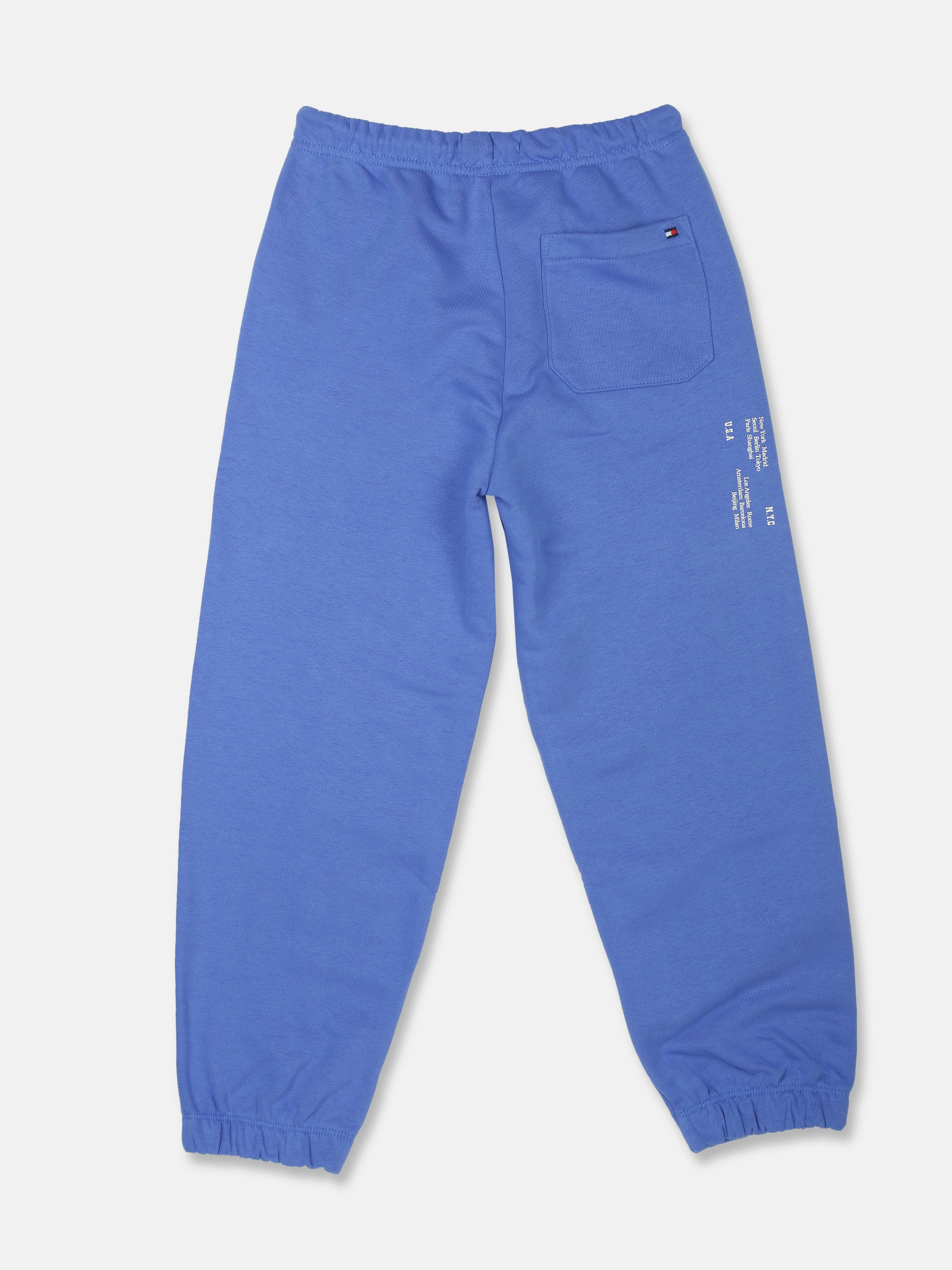 Boys Empire Blue Regular Fit Solid Mid Rise Joggers