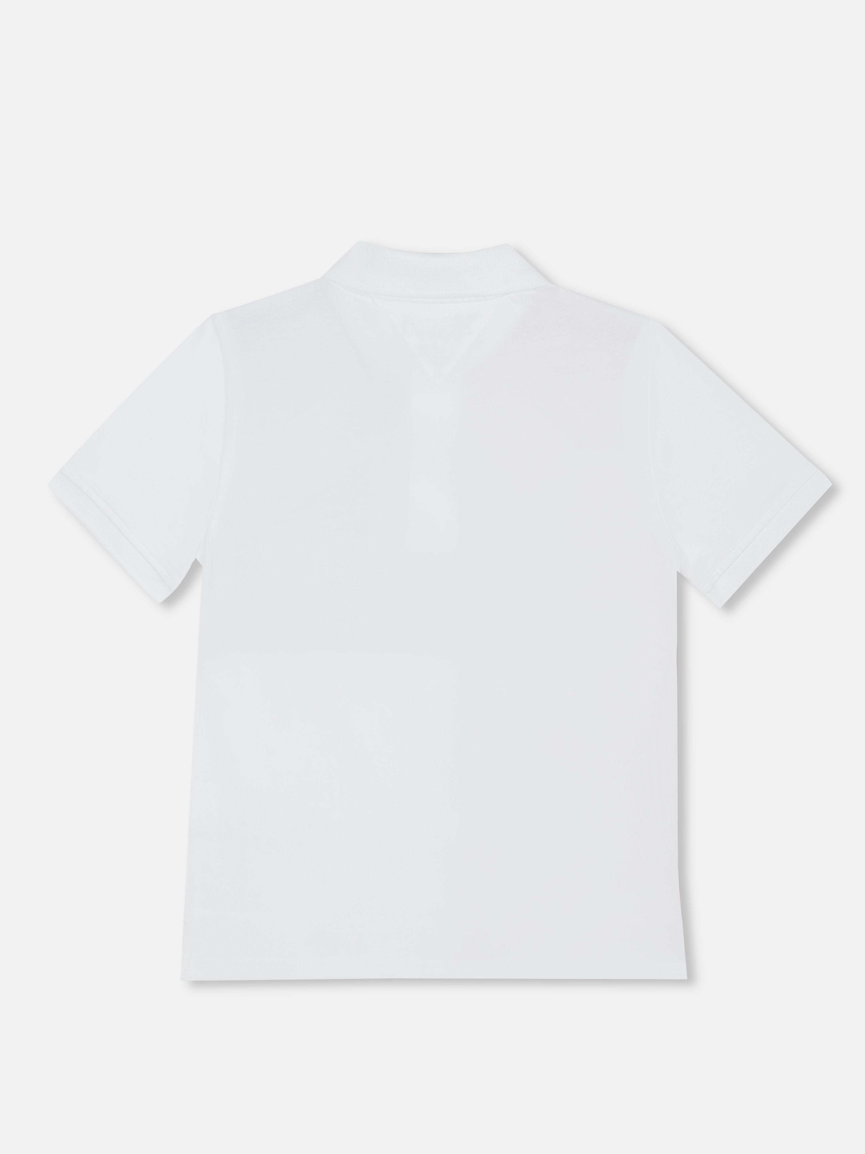 Boys Optic White Colorblock Cotton Polo T-Shirt