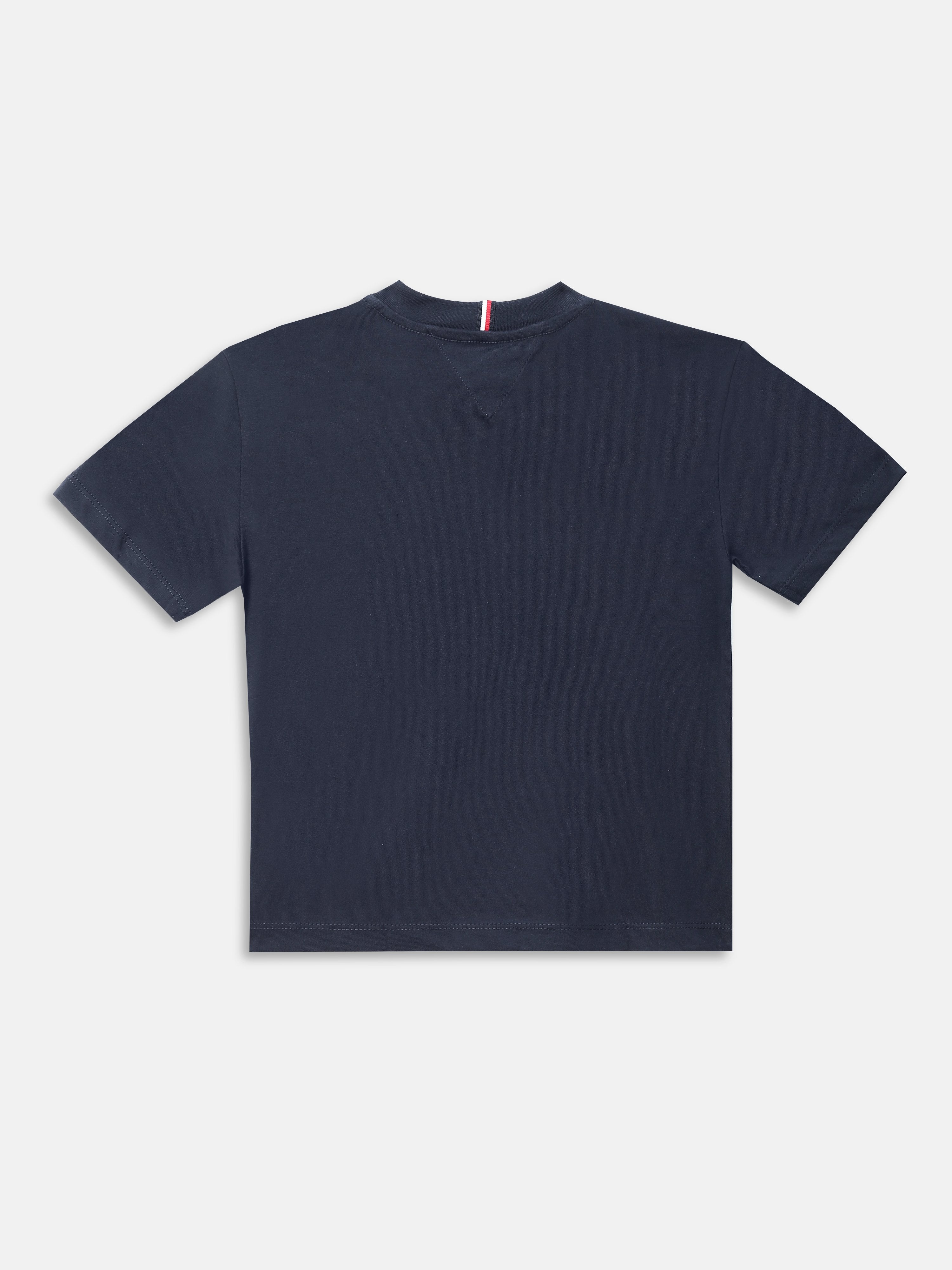 Boys Navy Logo Cotton Knit T-Shirt