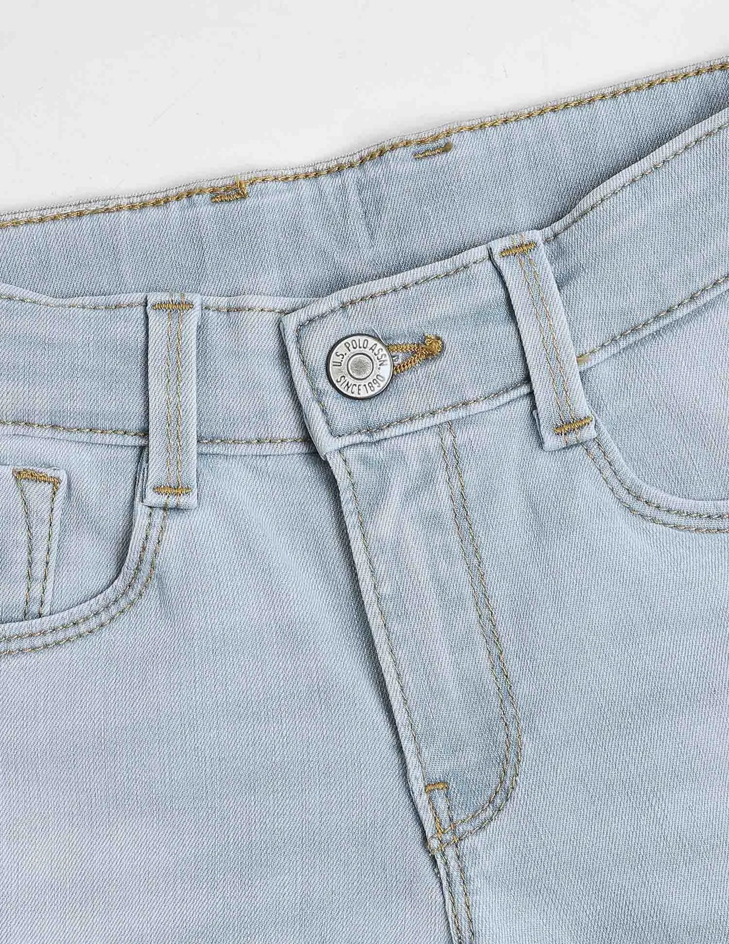 Boys Light Blue Distressed Slim Fit Jeans