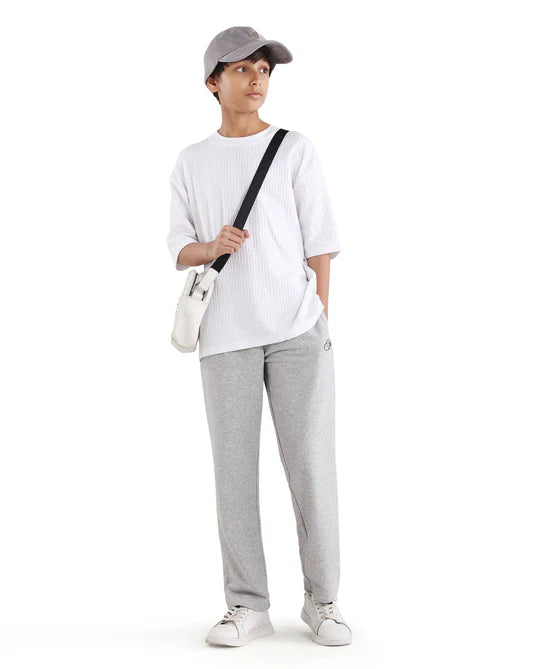 Rare Ones Boys White Jacquard Regular Fit T-Shirt