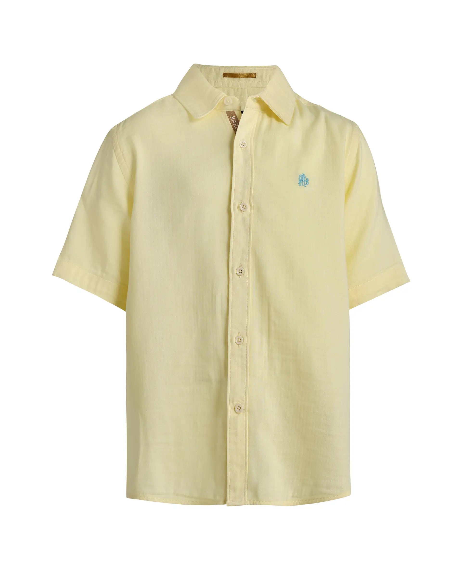 Boys Light Yellow Cotton Blend Regular Fit Shirt
