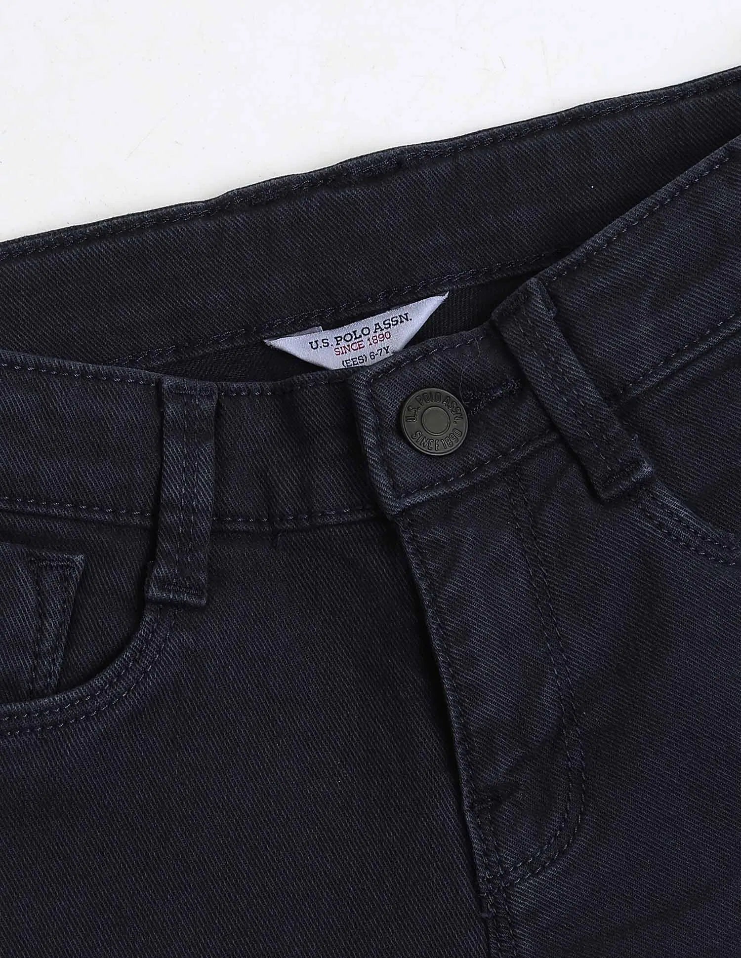 Boys Navy Cotton Mid Rise Relaxed Fit Jeans