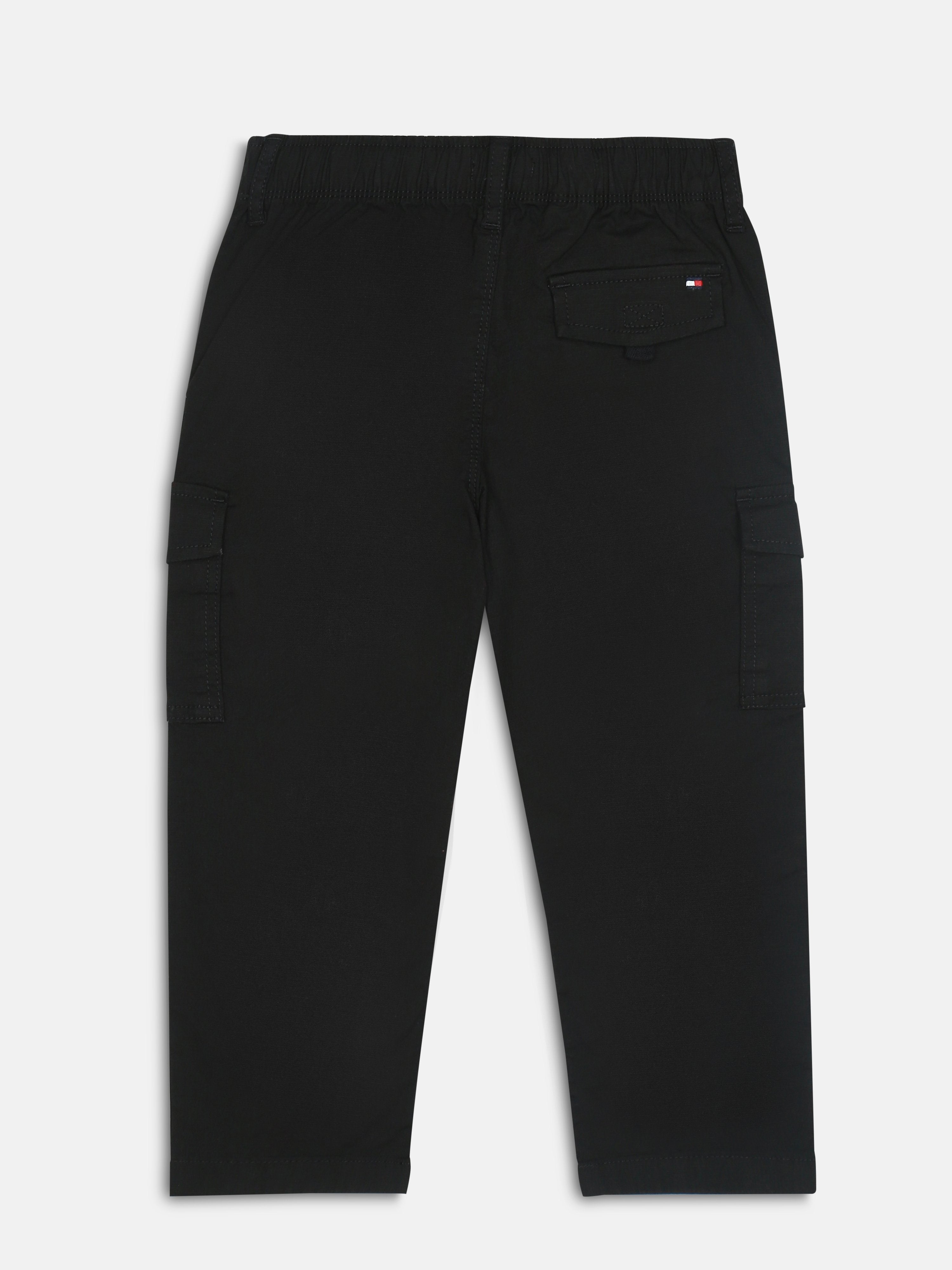 Girls Black Straight Fit Cotton Blend Casual Bottom