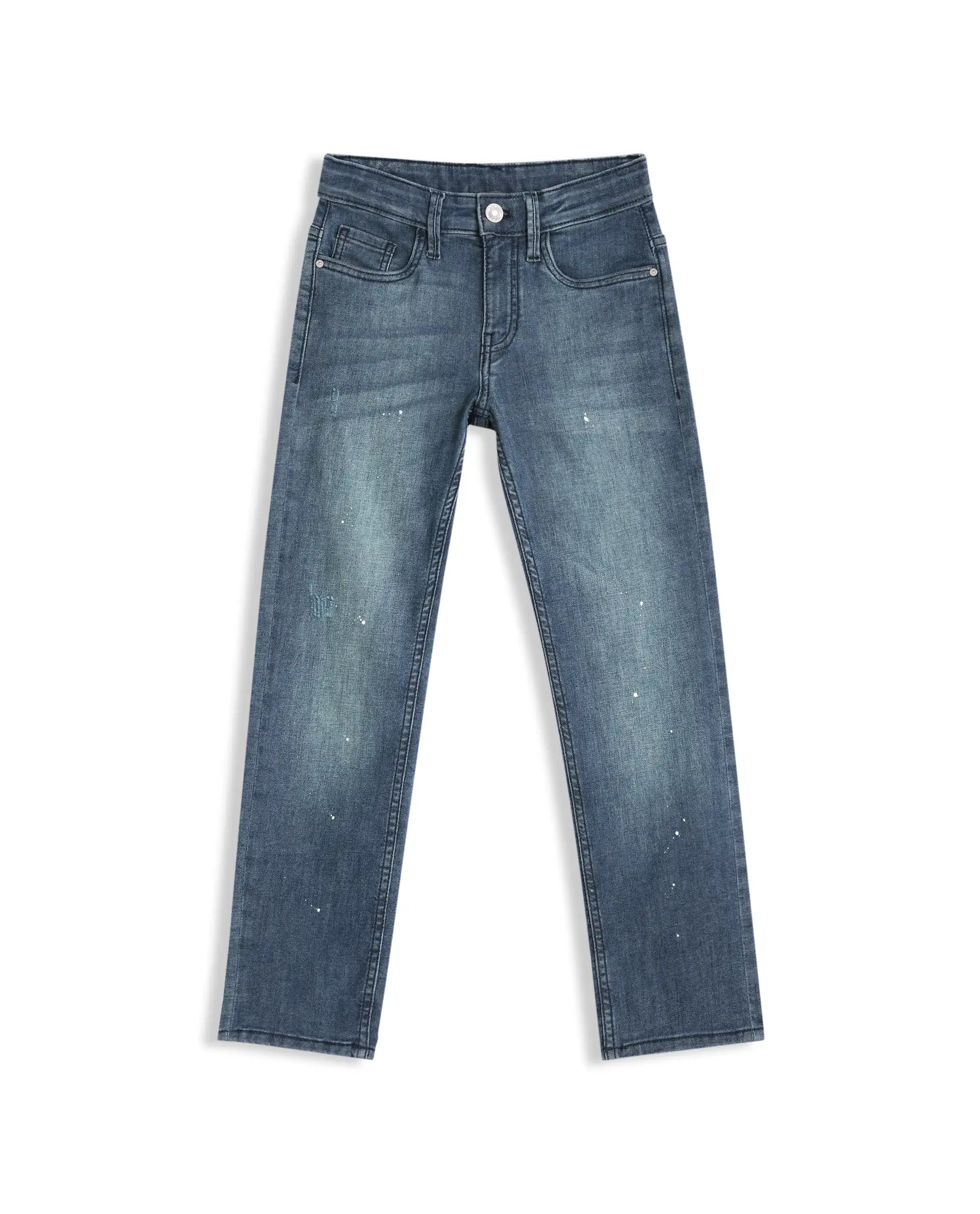 Rare Ones Boys Dark Blue Relaxed Fit Cotton Blend Jeans