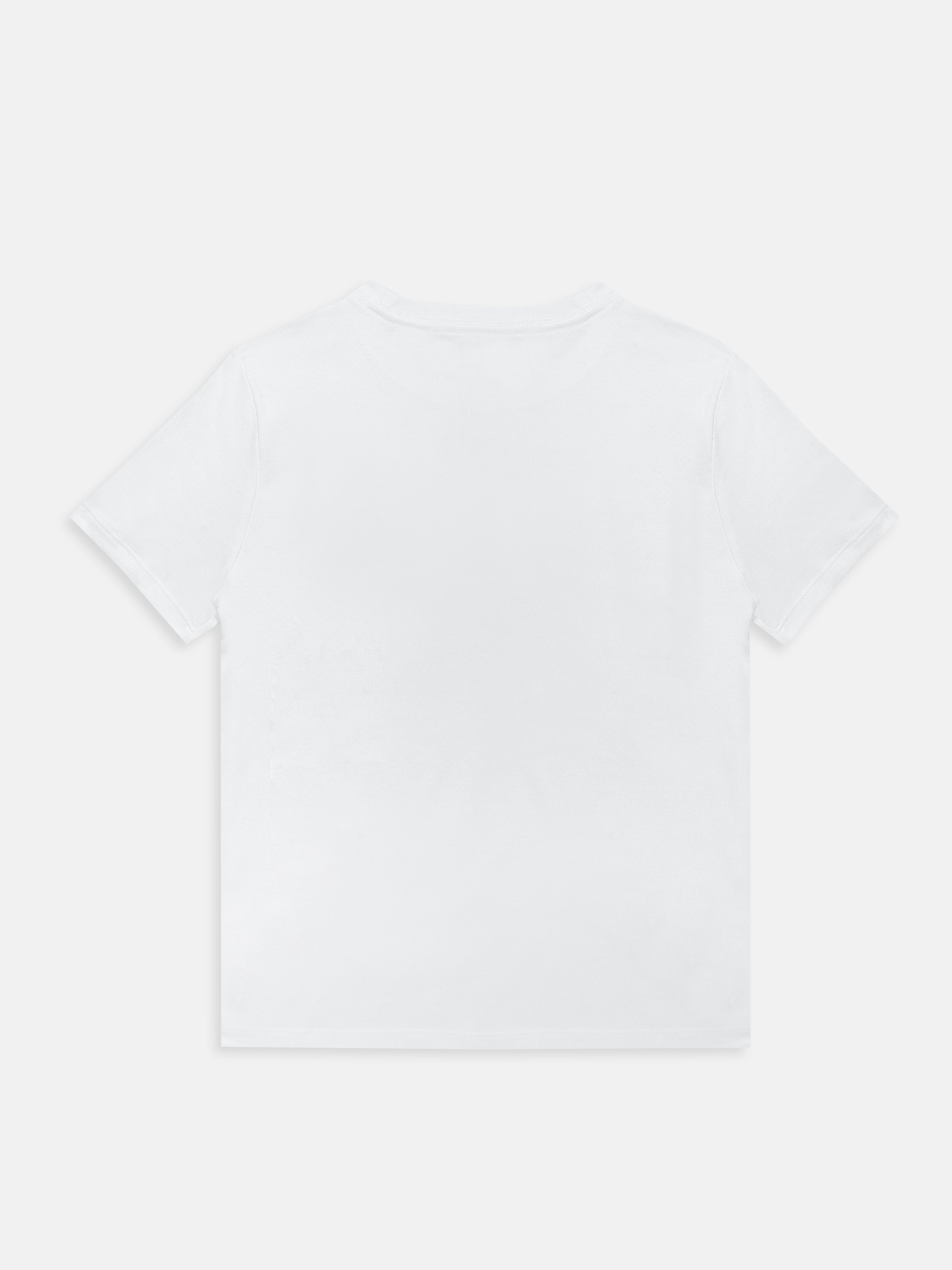 Boys White Colorblock Cotton T-Shirt