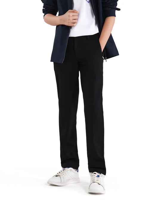 Rare Ones Boys Black Slim Fit Polyester Blend Trouser
