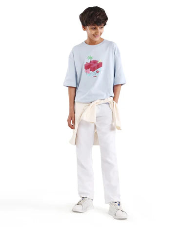 Boys Light Purple Oversized Cotton T-Shirt