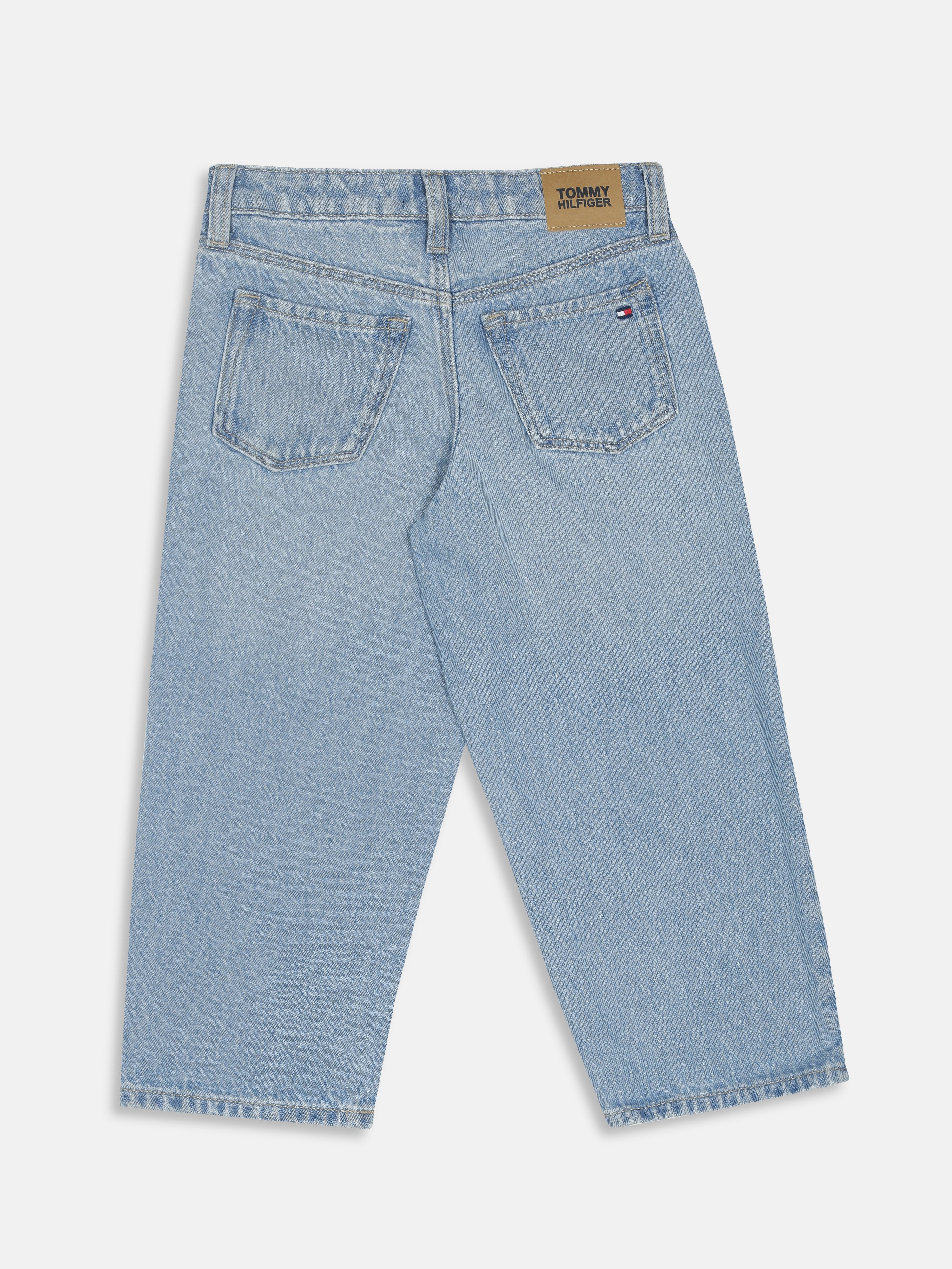 Girls Light Blue Oversized Fit BCI Cotton Casual Denim Jeans