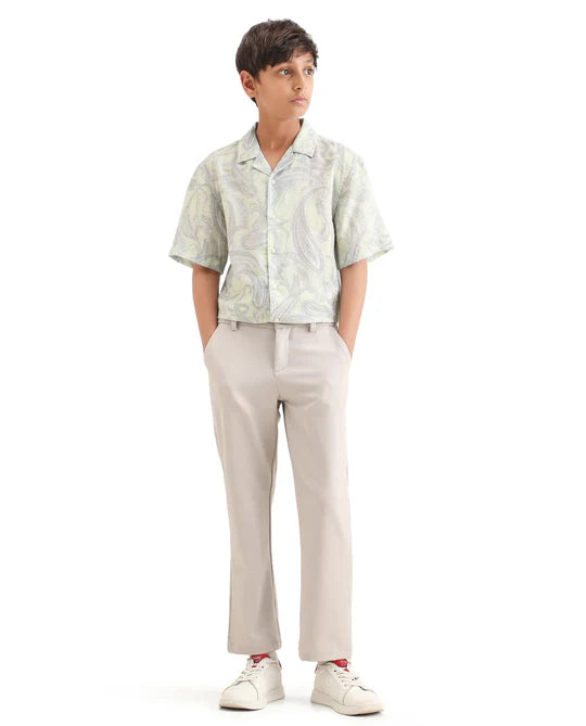 Rare Ones Boys Fluorescent Green Viscose Blend Boxy Shirt