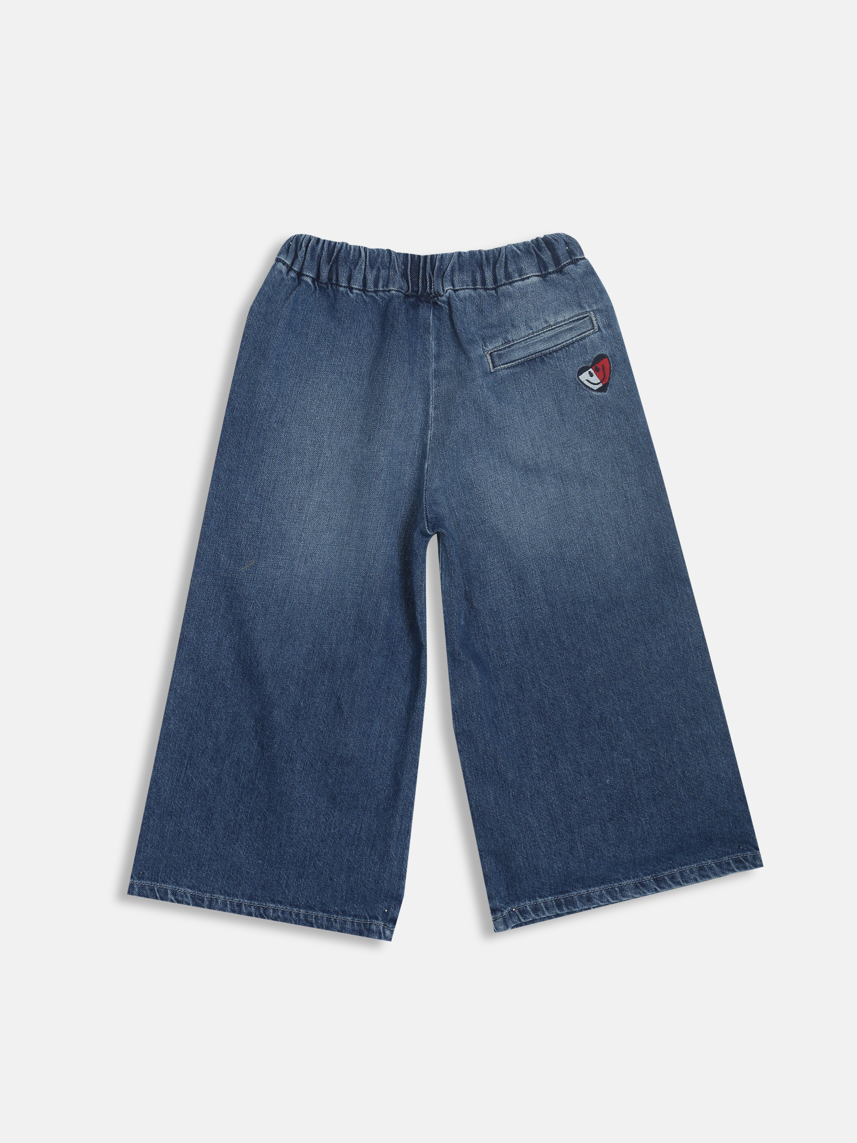 Girls Loose Fit Recycled Cotton Denim Casual Pants