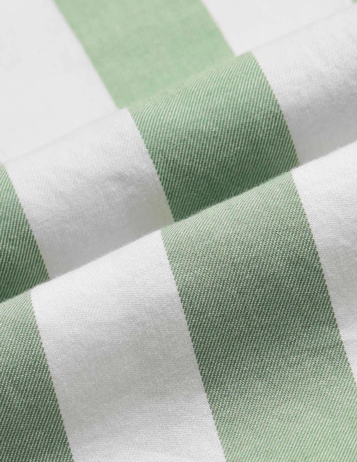 Boys Green Vertical Striped Cotton Twill Shirt – Regular Fit
