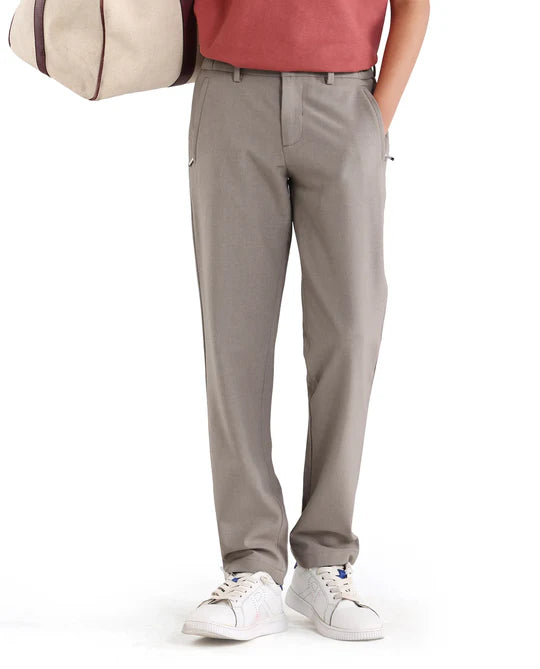 Rare Ones Boys Beige Slim Fit Polyester Blend Trouser