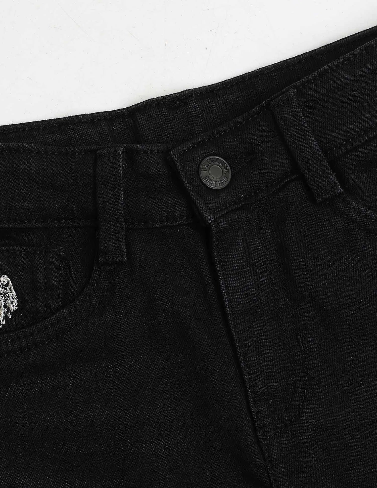 Boys Black Cotton Solid Shorts Regular Fit
