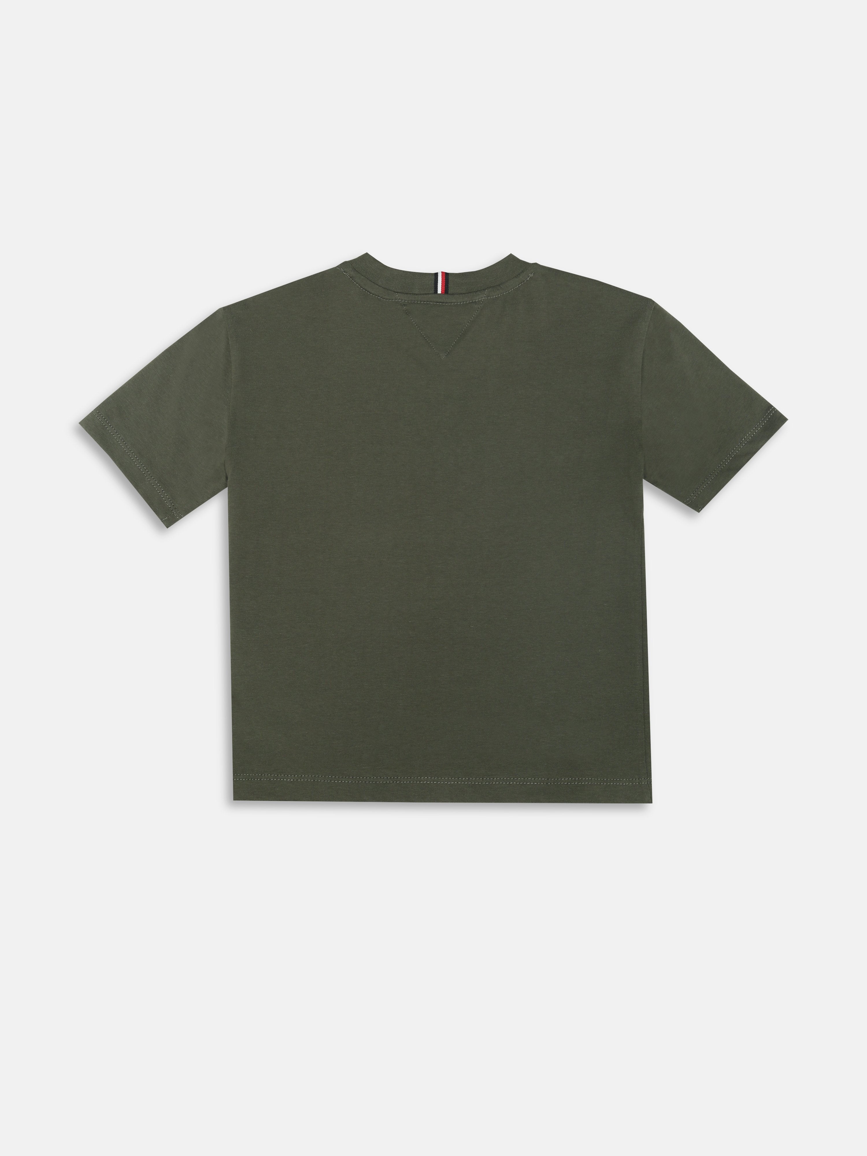 Boys Olive Logo Cotton Knit T-Shirt