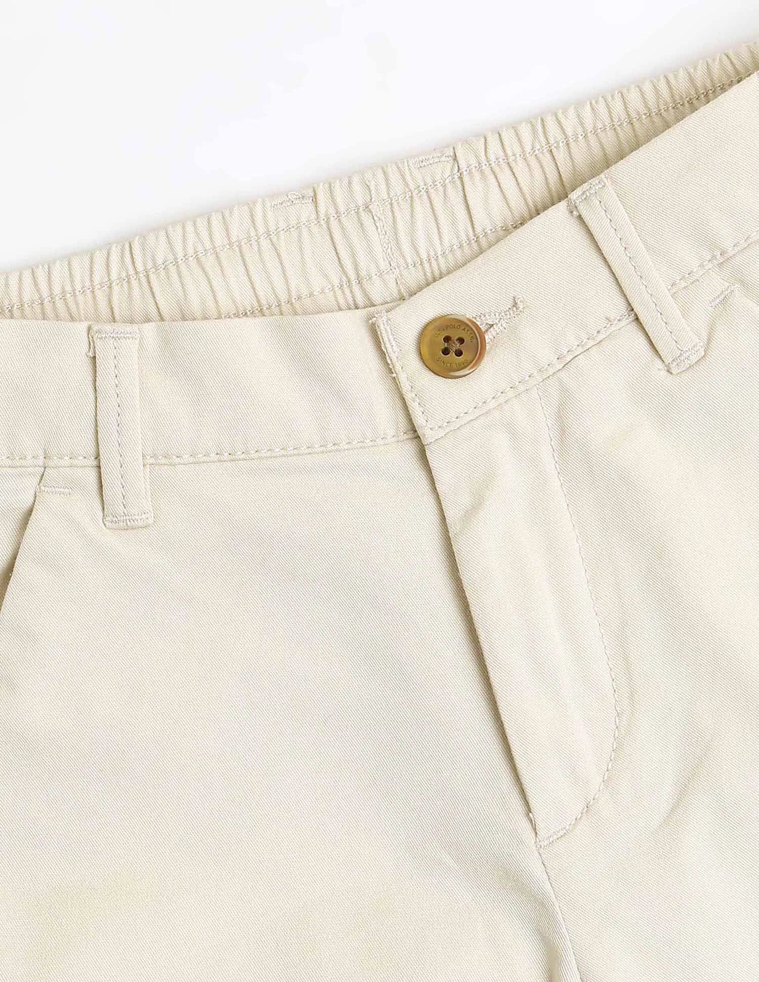 Boys Slim Fit Cotton Twill Trousers Off White
