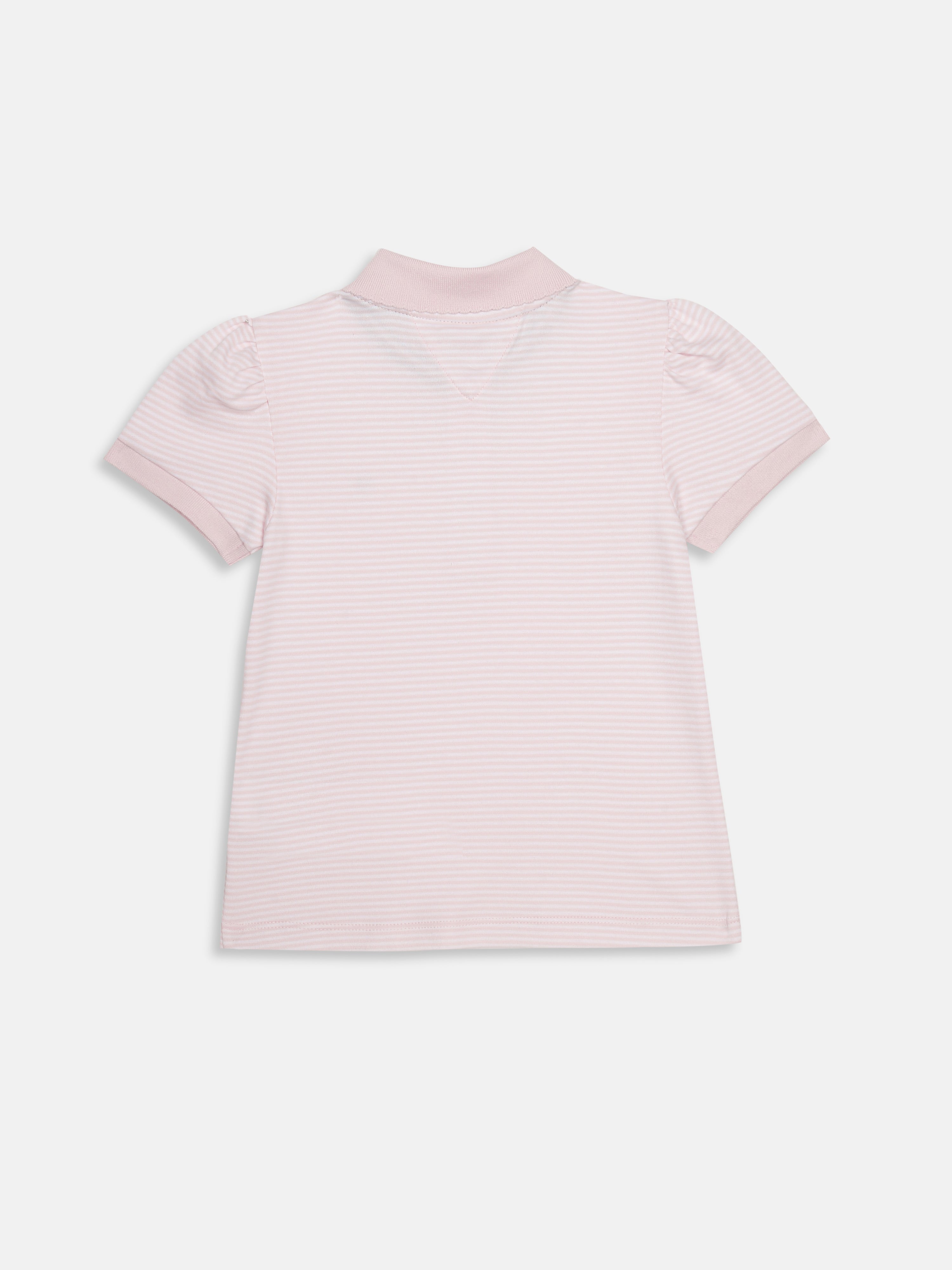 Girls Striped Regenerative Cotton Knit Polo Top
