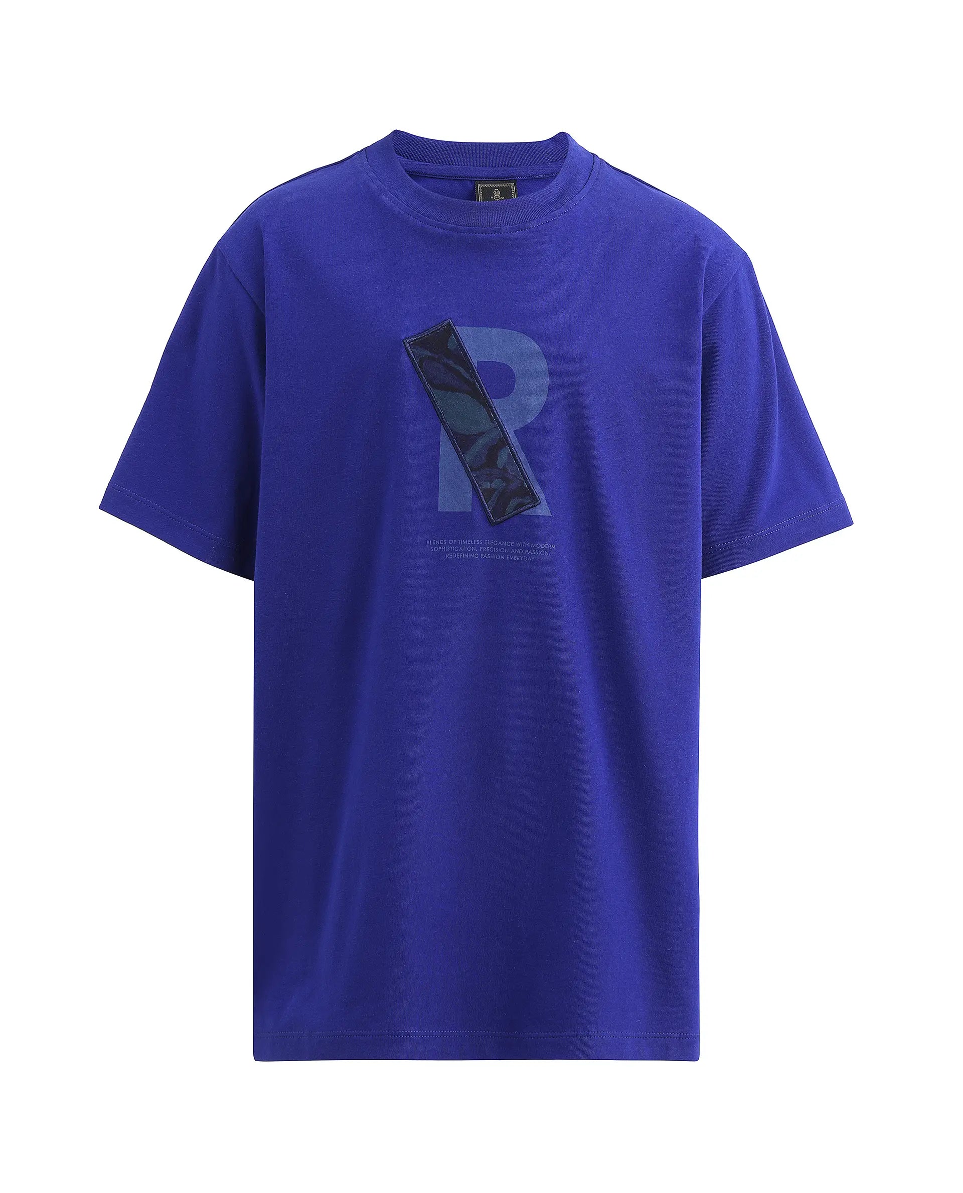 Boys Dark Blue Badge Applique Regular Fit T-Shirt