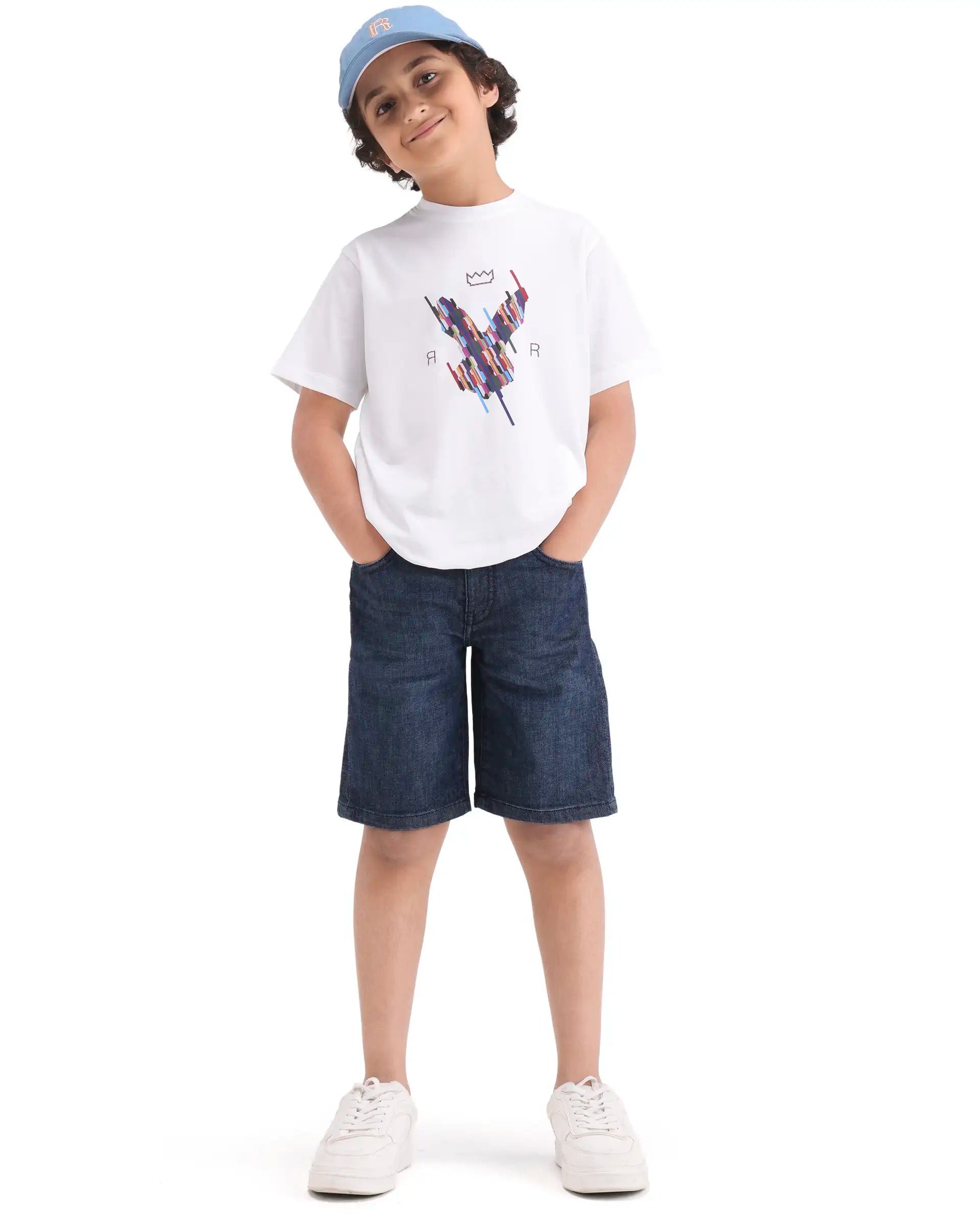 Rare Ones Boys Off White HD Print Regular Fit T-Shirt