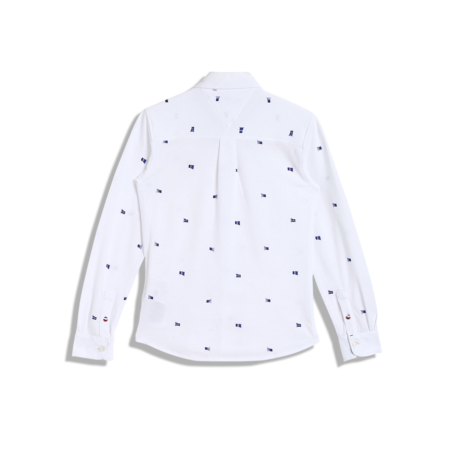 Girls Printed Regenerative Cotton Woven Top with Button Down Collar