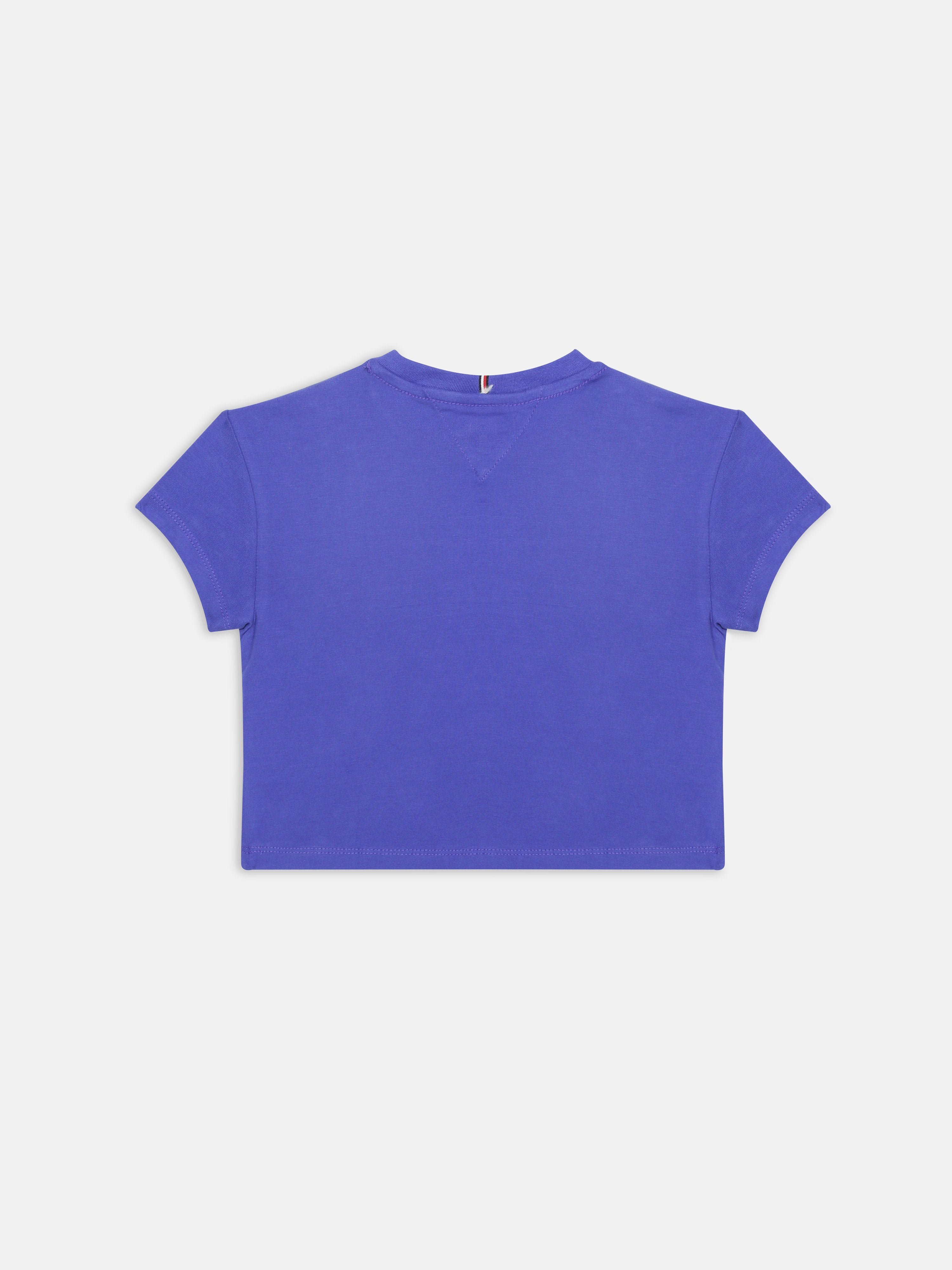 Girls Blue Graphic Cotton Stretch Casual Knit Top