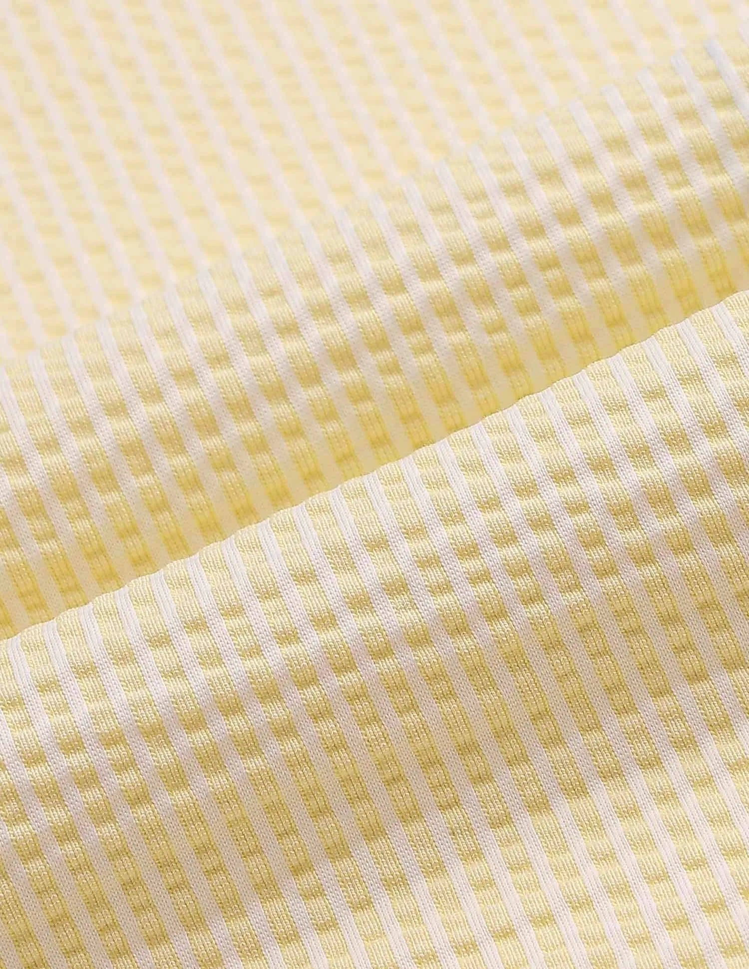 Boys Light Yellow Cotton Blend Textured Regular Fit T-Shirt