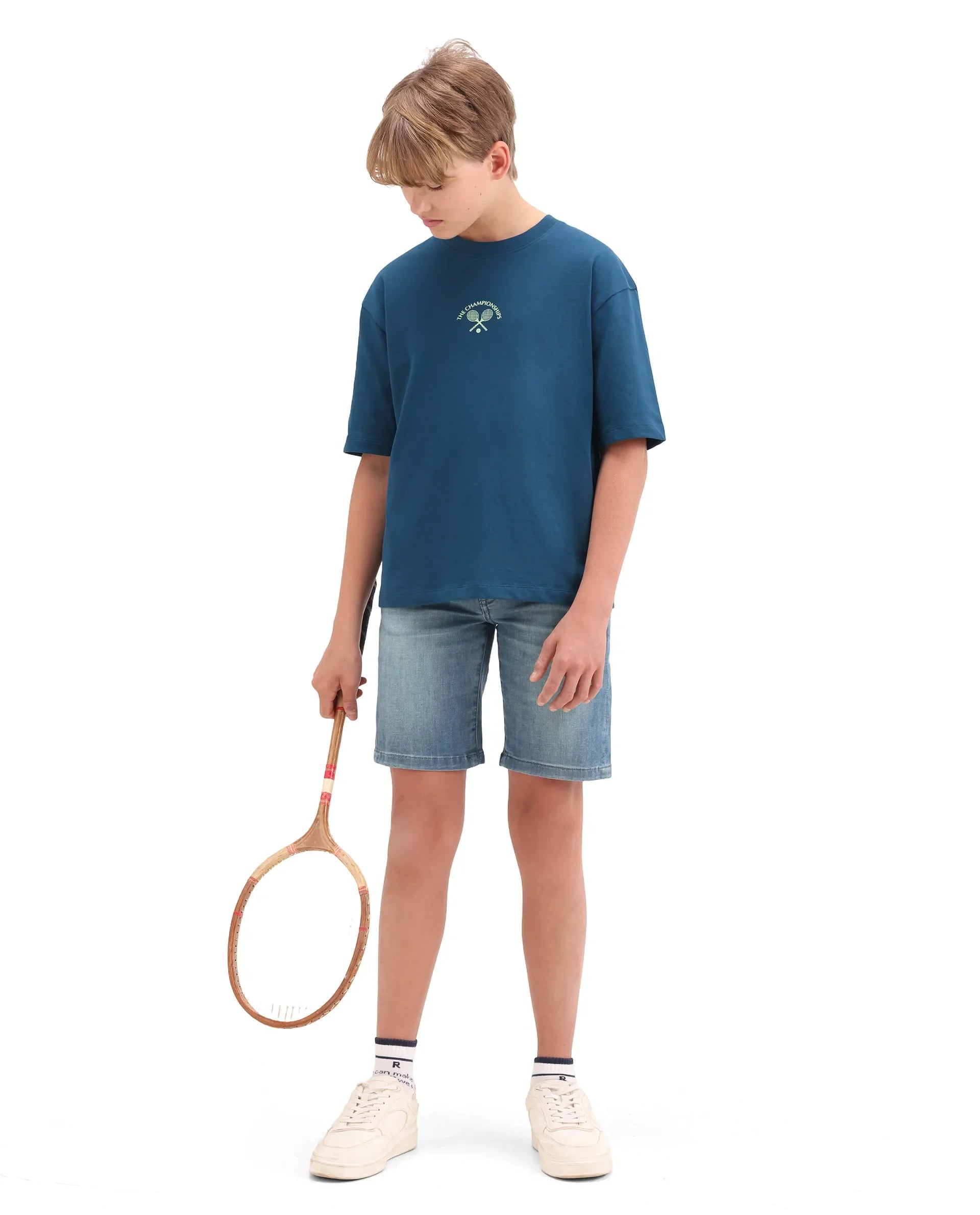 Boys Dark Teal Oversized HD Print T-Shirt