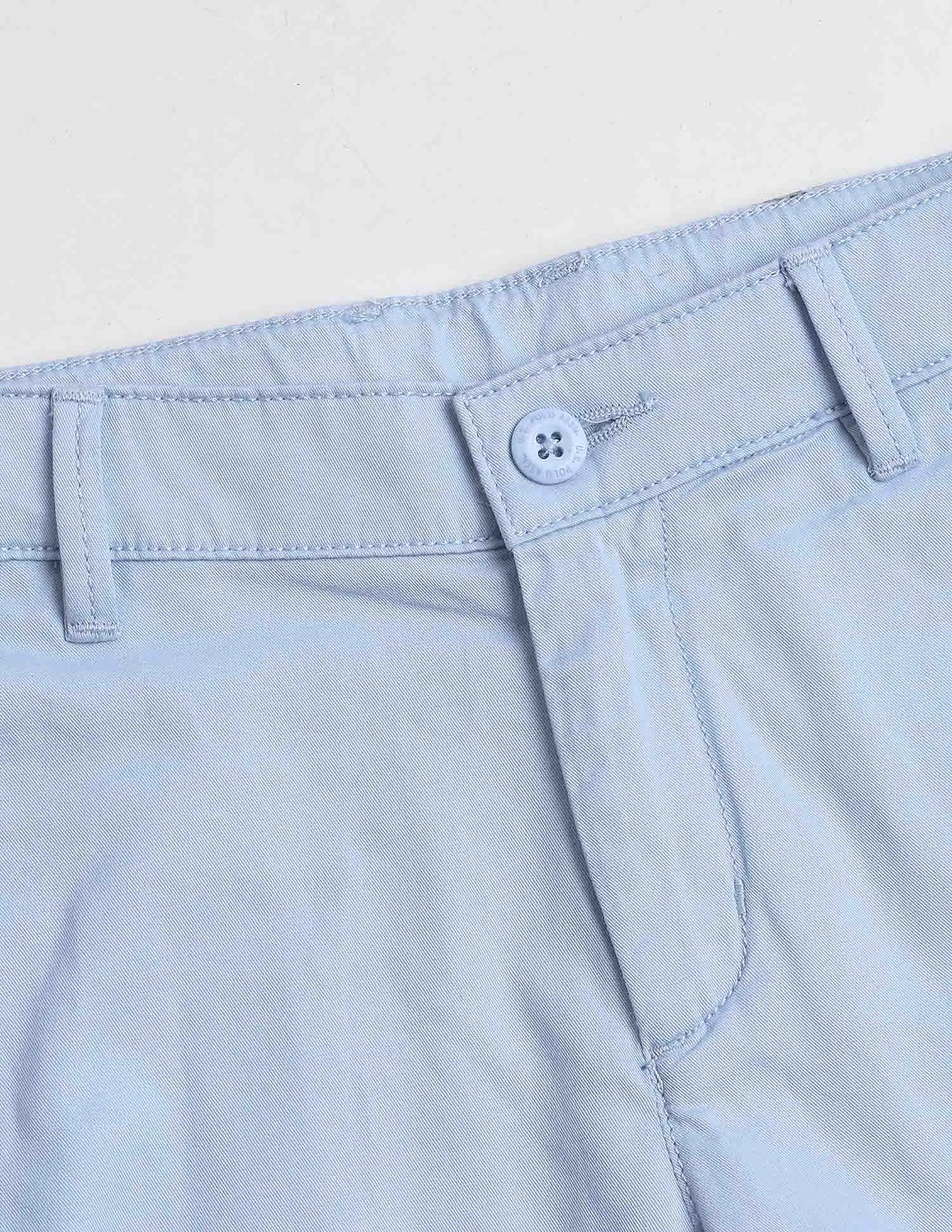 Boys Light Blue Cotton Solid Shorts Relaxed Fit