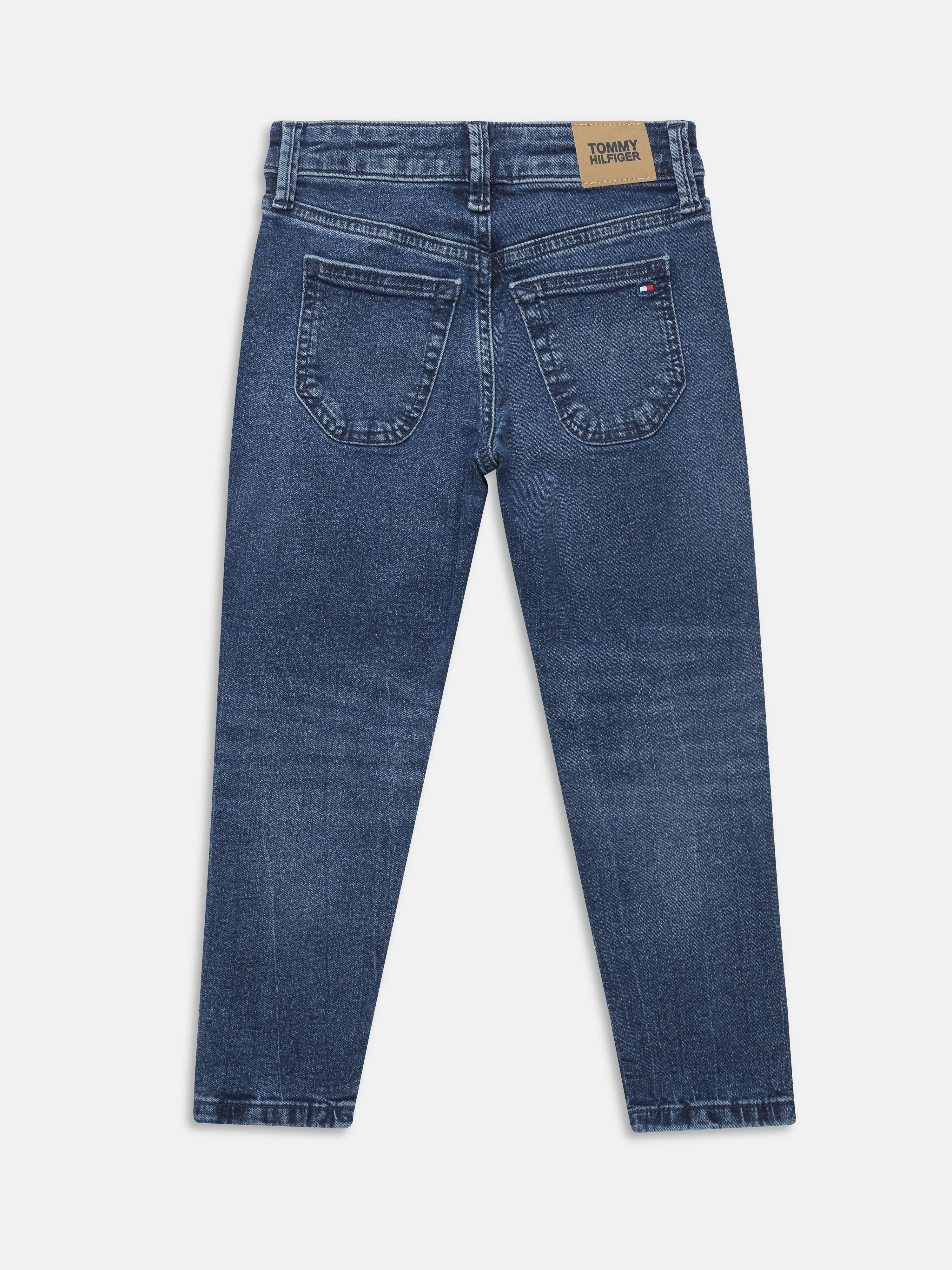 Boys Blue Faded Printed Straight Fit Casual Denim