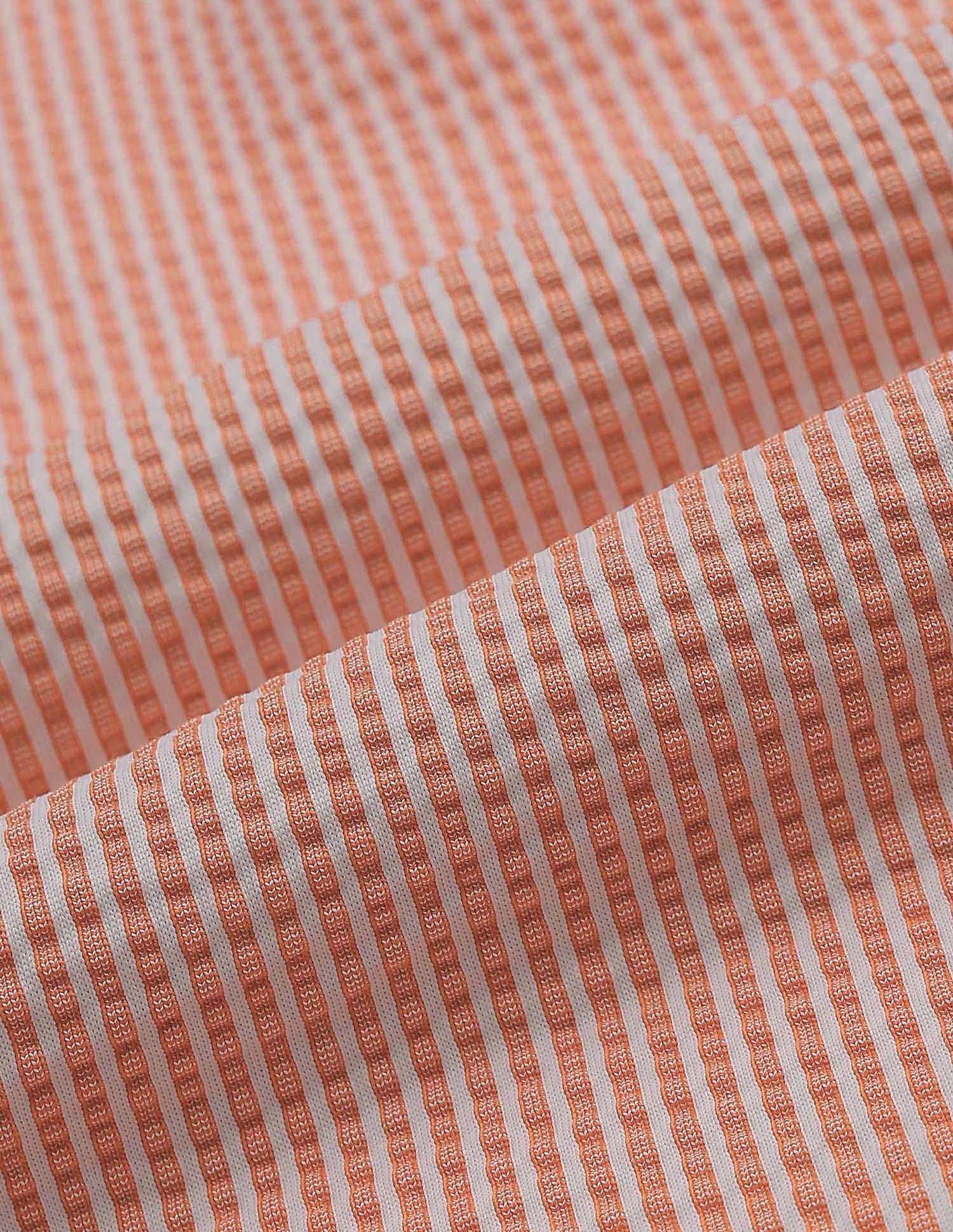 Boys Orange Vertical Striped Seersucker Shirt – Regular Fit