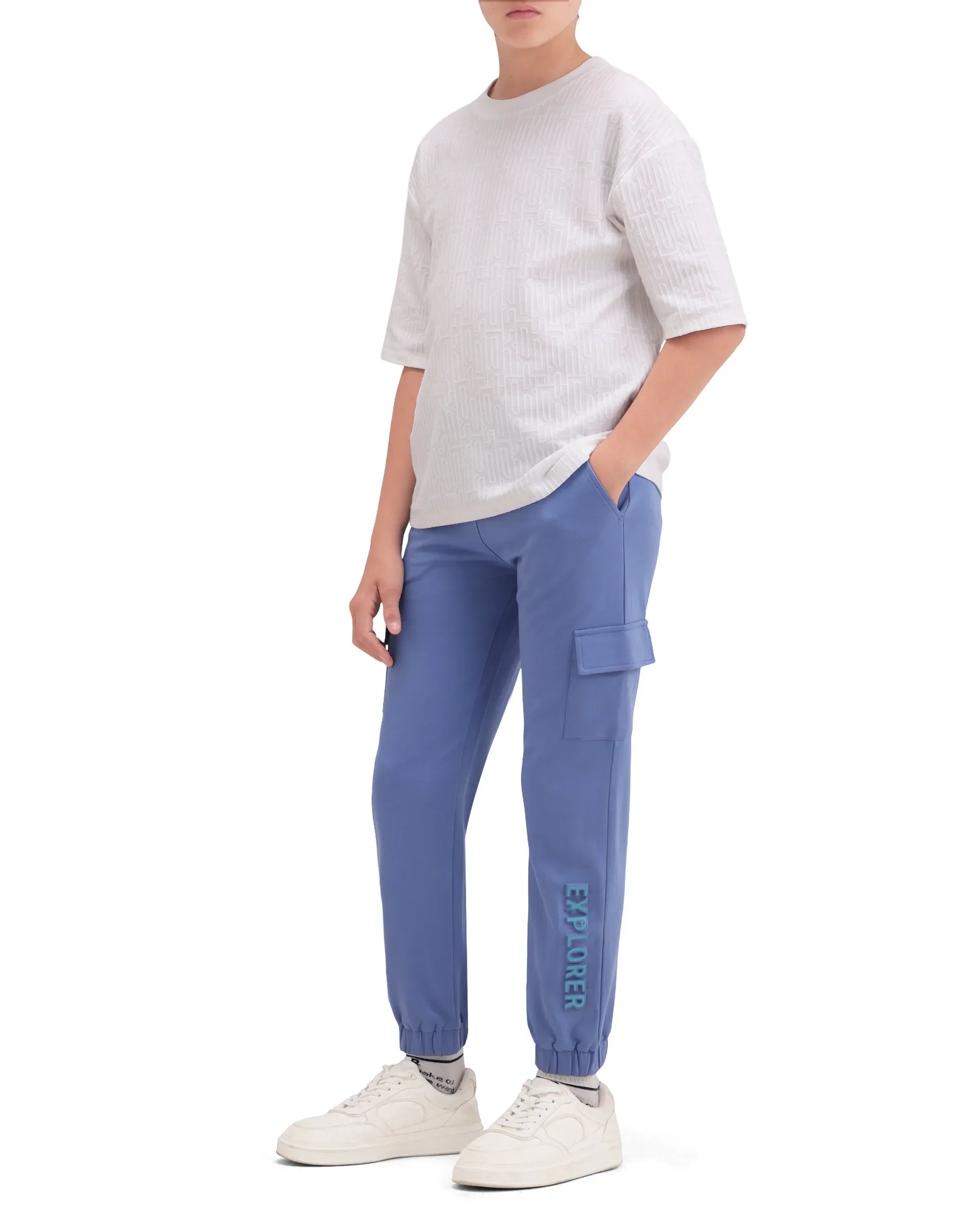 Rare Ones Boys Purple Cargo Fit Cotton Track Pant
