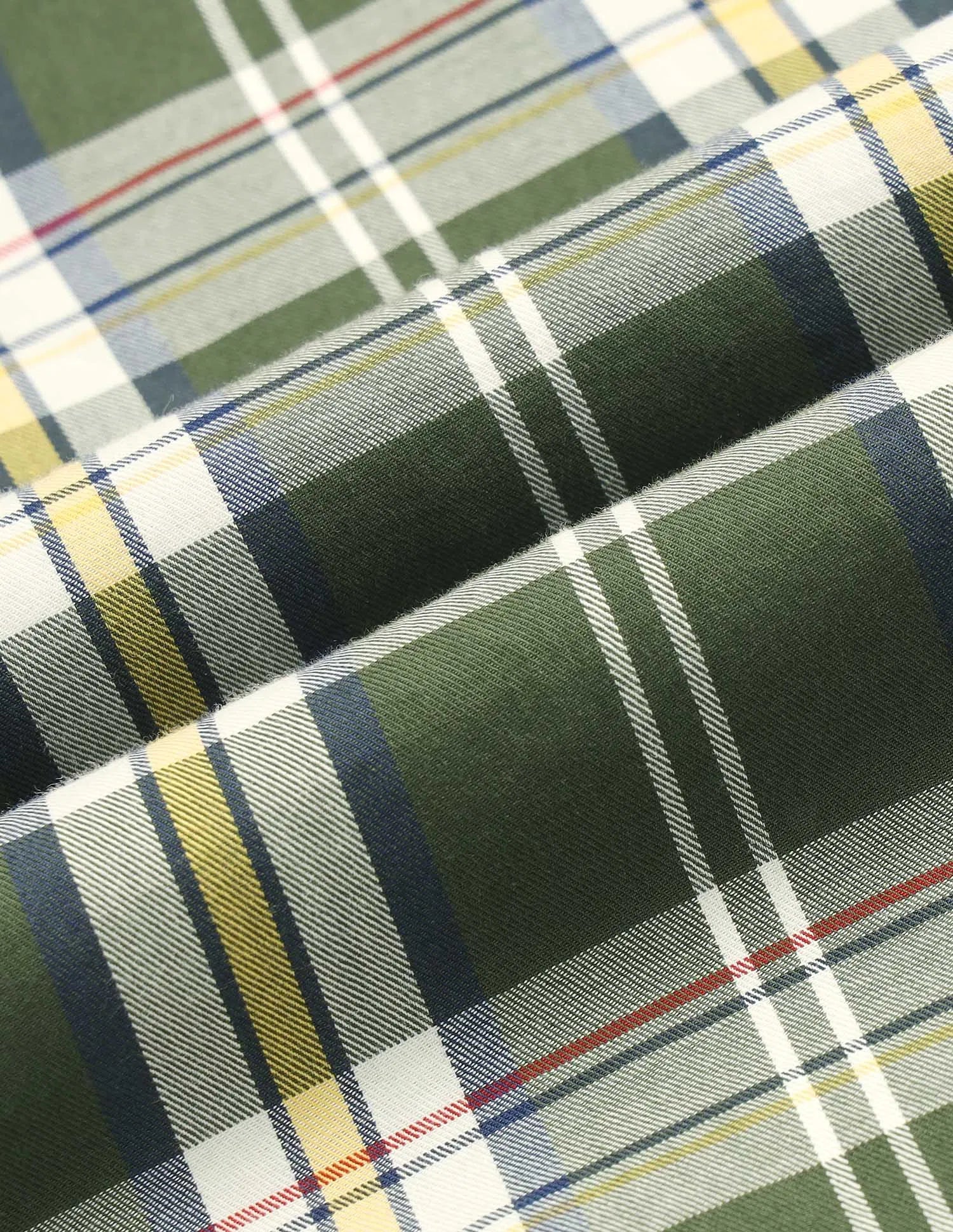 Boys Olive Plaid Checked Cotton Twill Shirt – Regular Fit