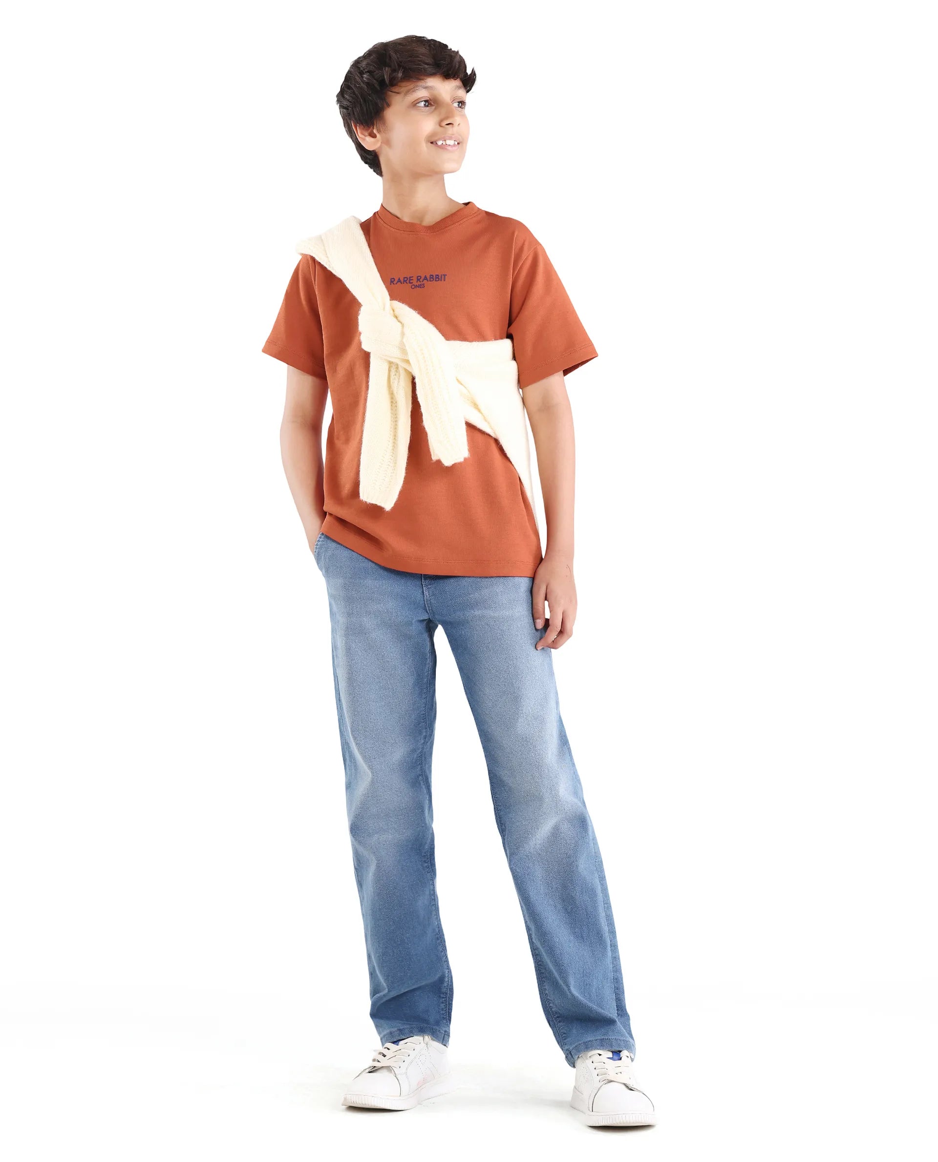 Boys Rust Flock Regular Fit Cotton Blend T-Shirt