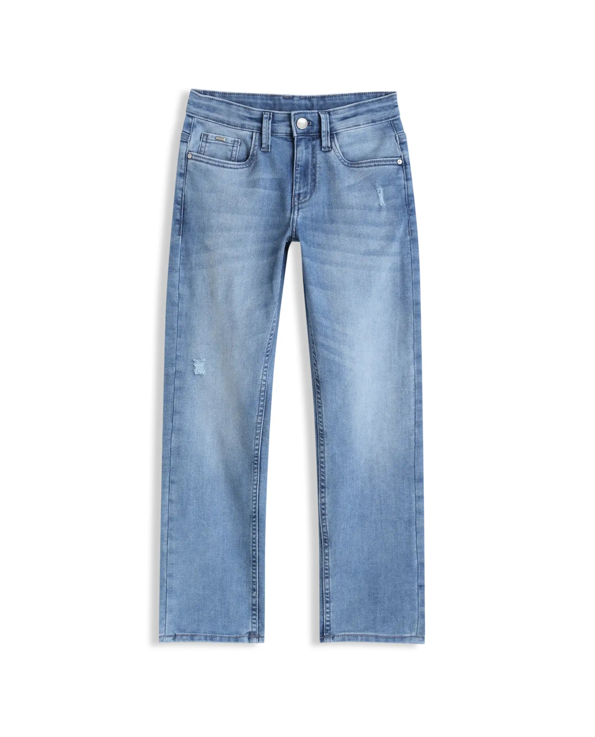 Rare Ones Boys Light Blue Regular Fit Cotton Blend Jeans
