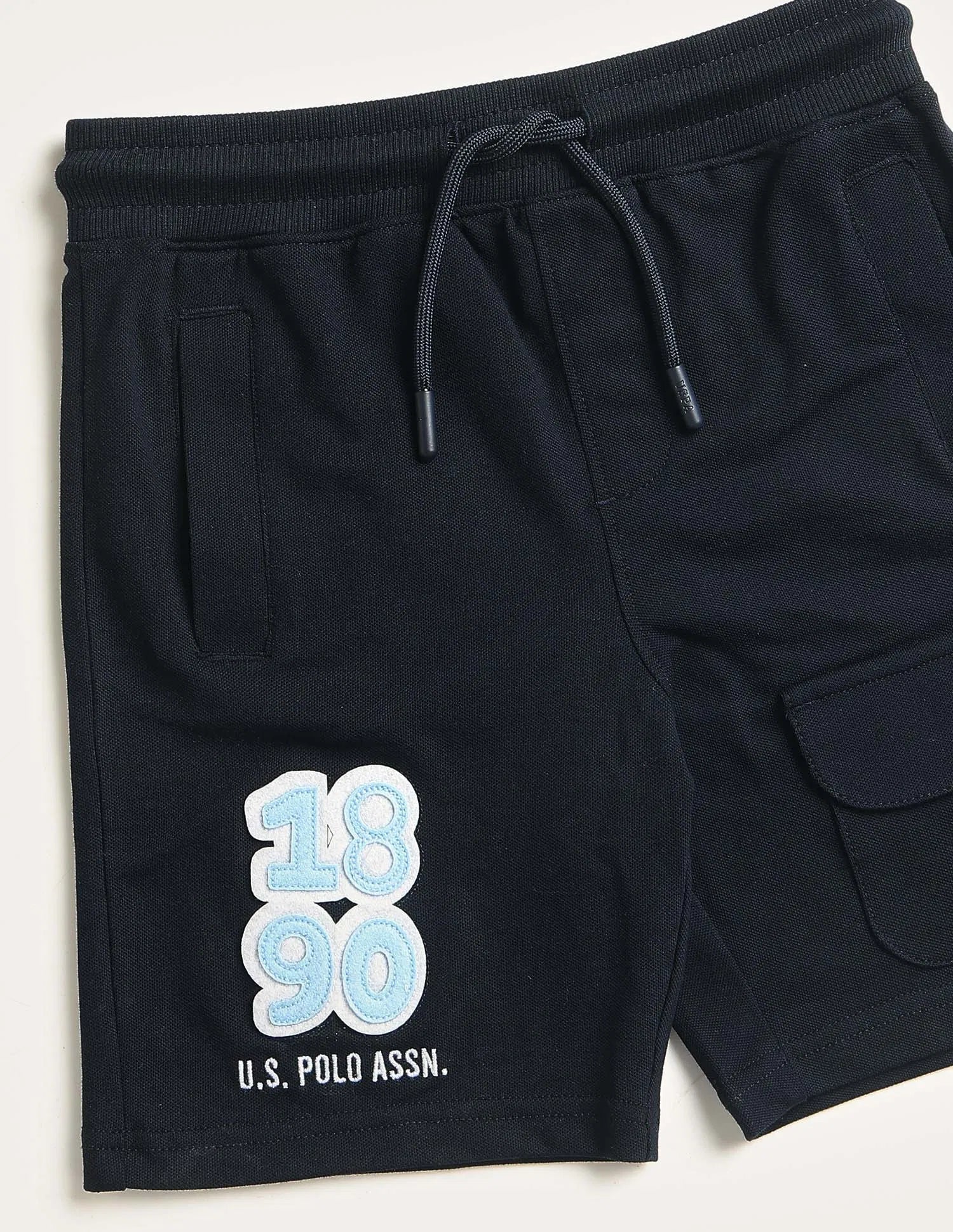 Boys Navy Cotton Embroidered Shorts Regular Fit