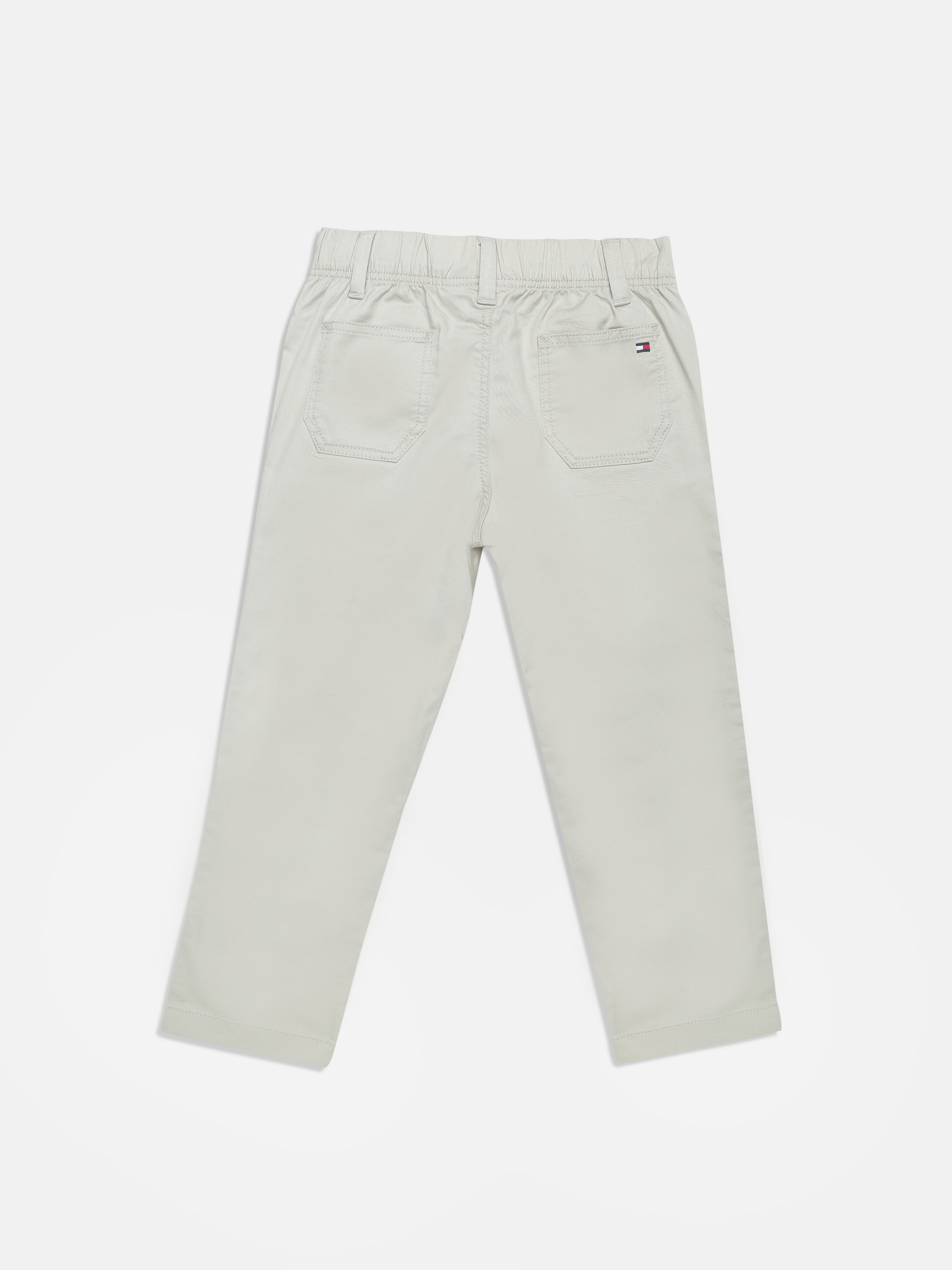 Boys Beige Solid Elasticated Regular Fit Casual Pants