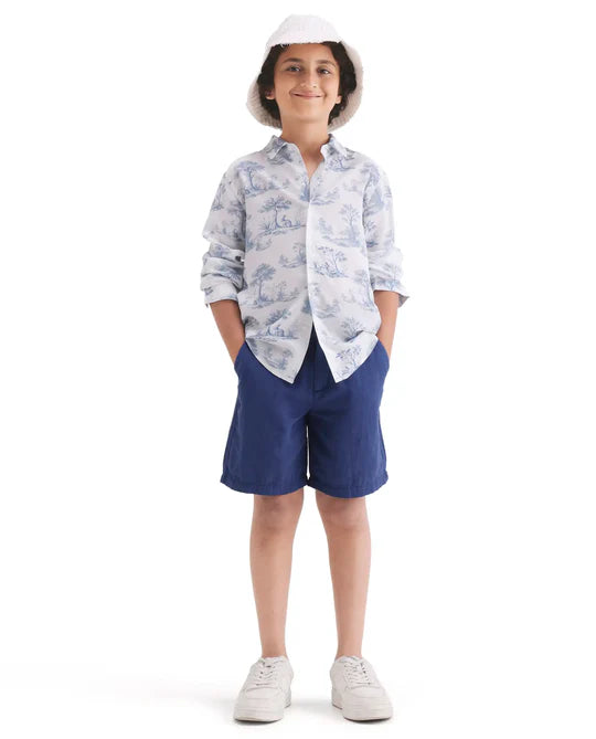 Rare Ones Boys Blue Viscose Regular Fit Casual Shirt