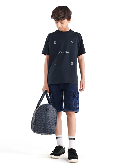 Rare Ones Boys Dark Navy Badge Applique Regular Fit T-Shirt