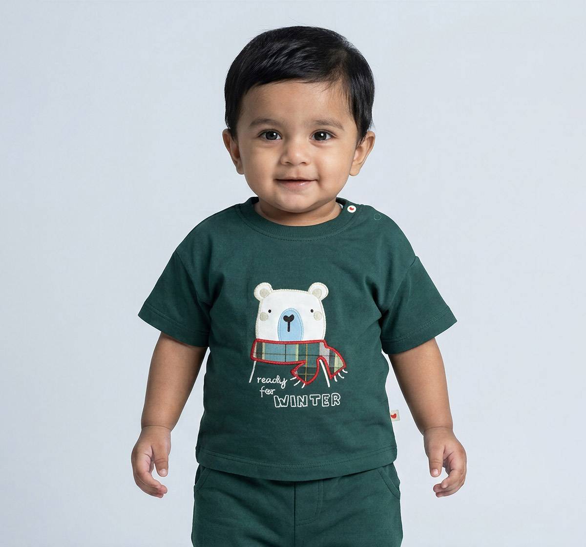 Antifit Tee with Applique & Embroidery Green