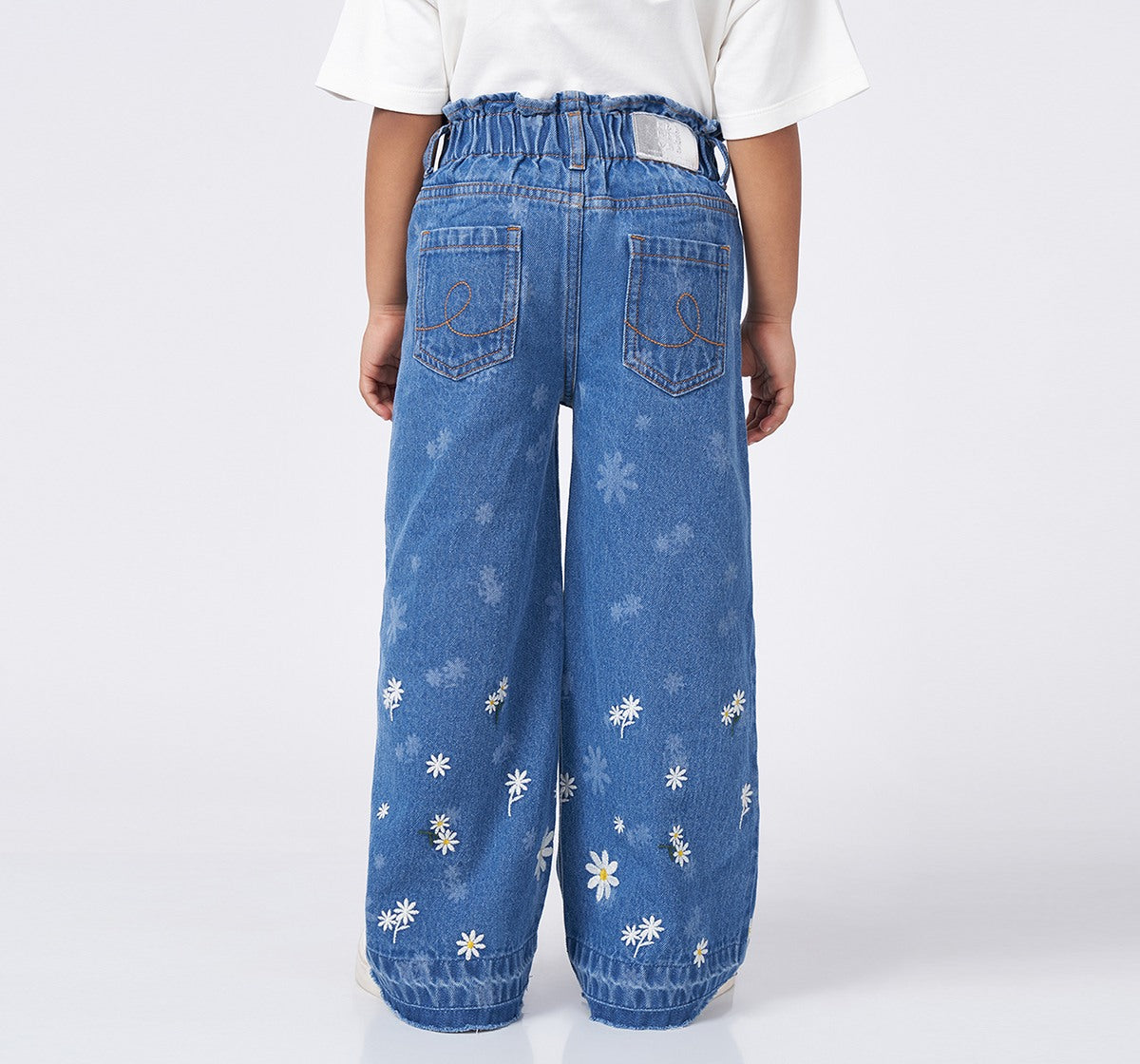Wide Leg Fit with Laser Print Blue