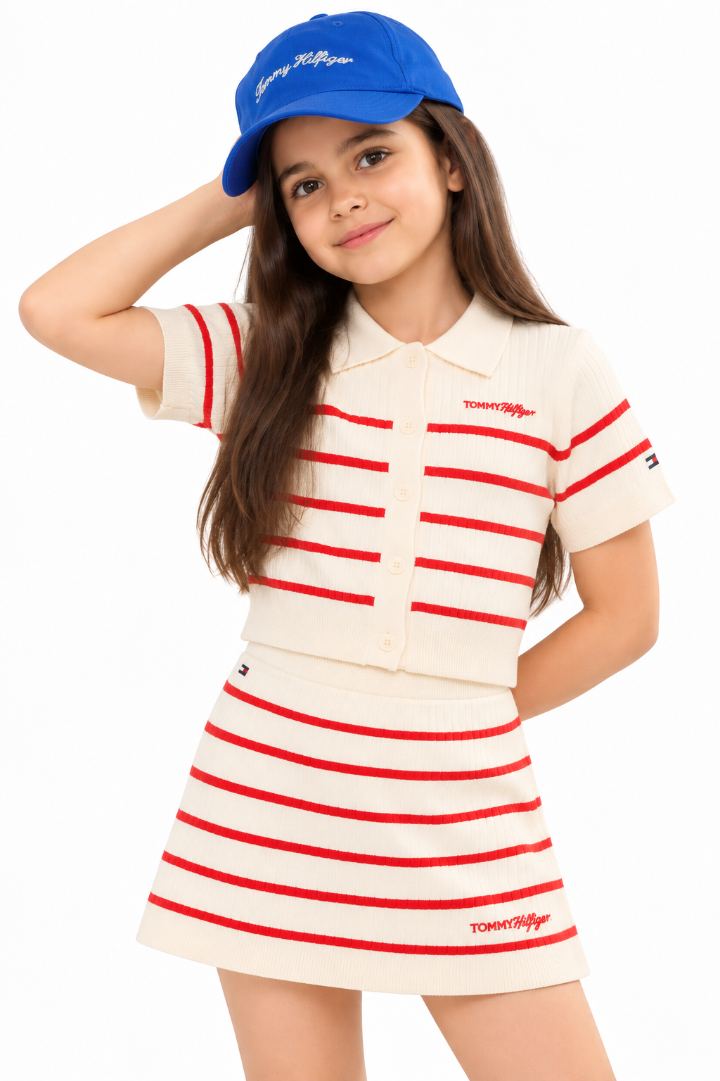 Girls Regular Fit Striped Mid Rise Skirt Red Alert Stripes