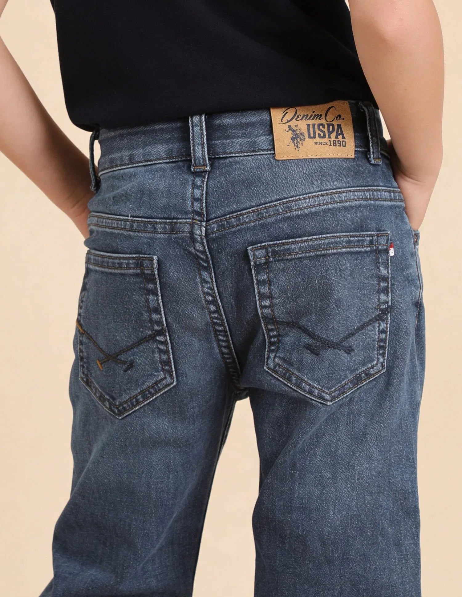 Boys Blue Cotton Blend Whiskered Slim Fit Jeans