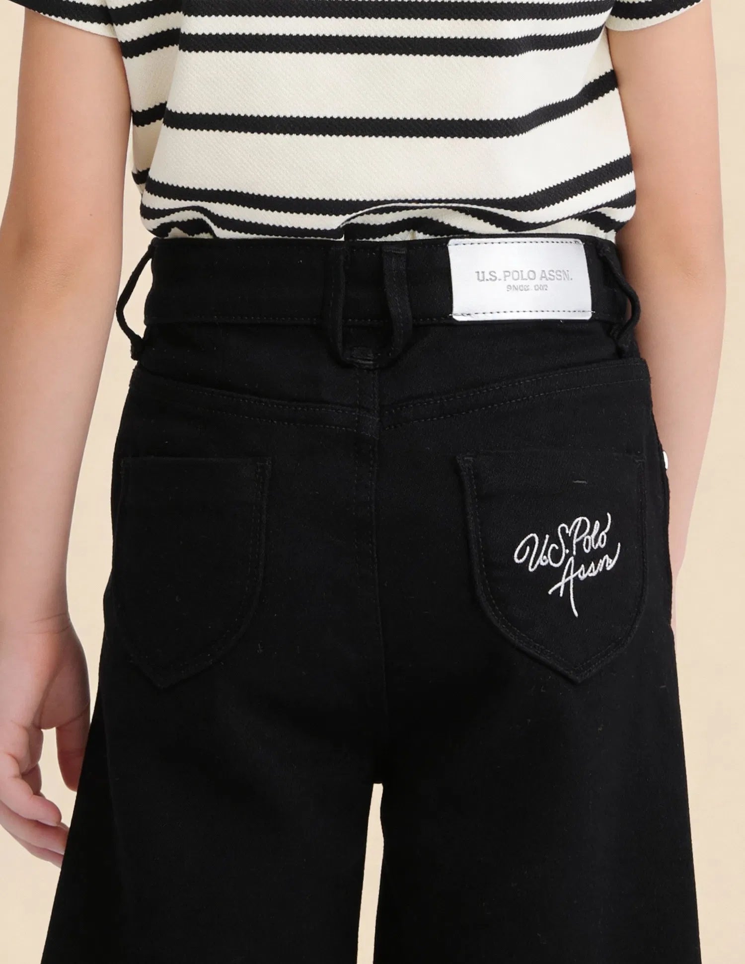 Girls Black Cotton Wide Leg Fit Jeans