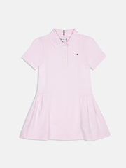 Girls Pink Regenerative Cotton Polo Casual Knit Dress