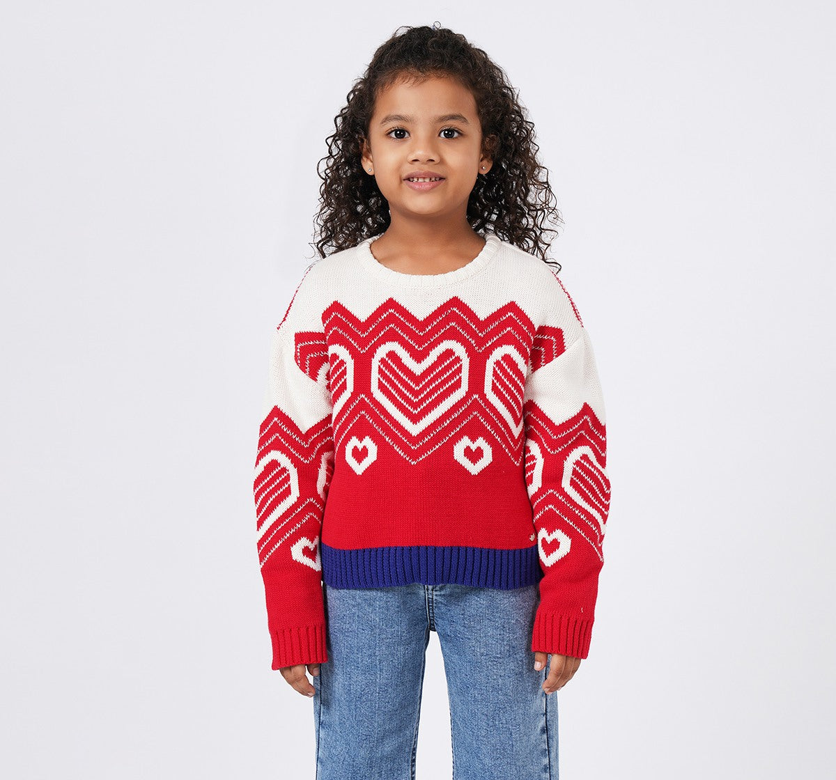 Sweater with Heart Jacquard Red