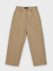 Girls Beige Cotton Blend Straight Casual Bottom