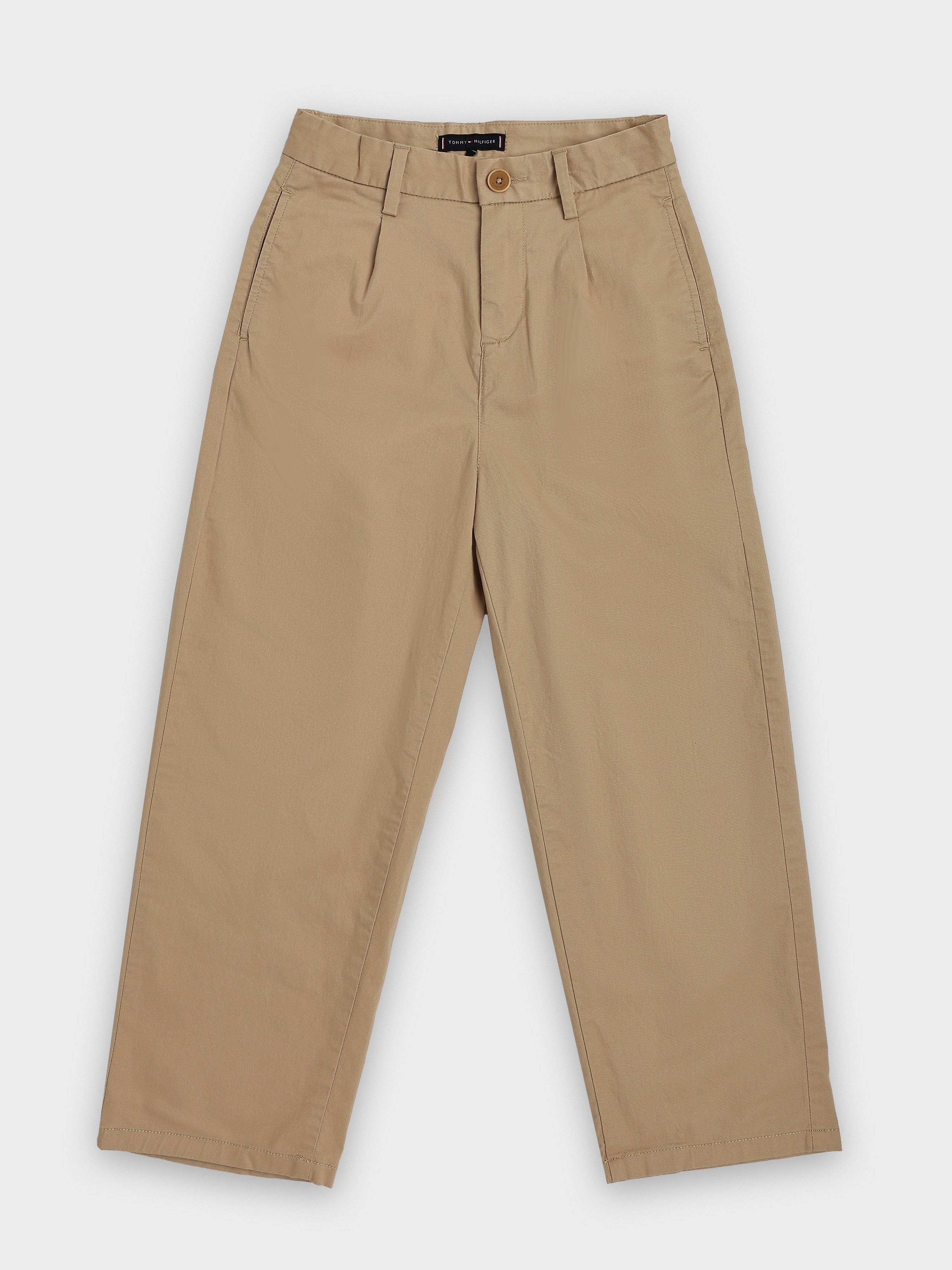 Girls Beige Cotton Blend Straight Casual Bottom